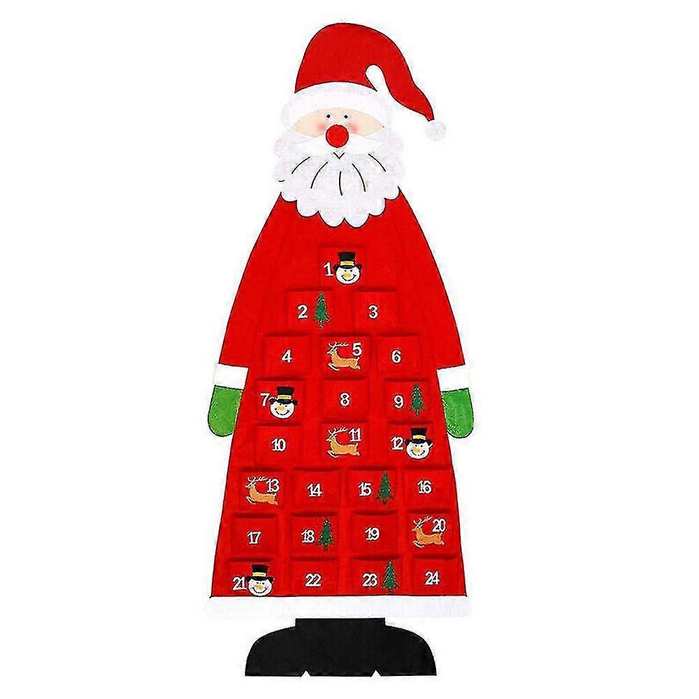 Large Felt Christmas Advent Calendar Pockets Santa Claus Xmas Home Decor