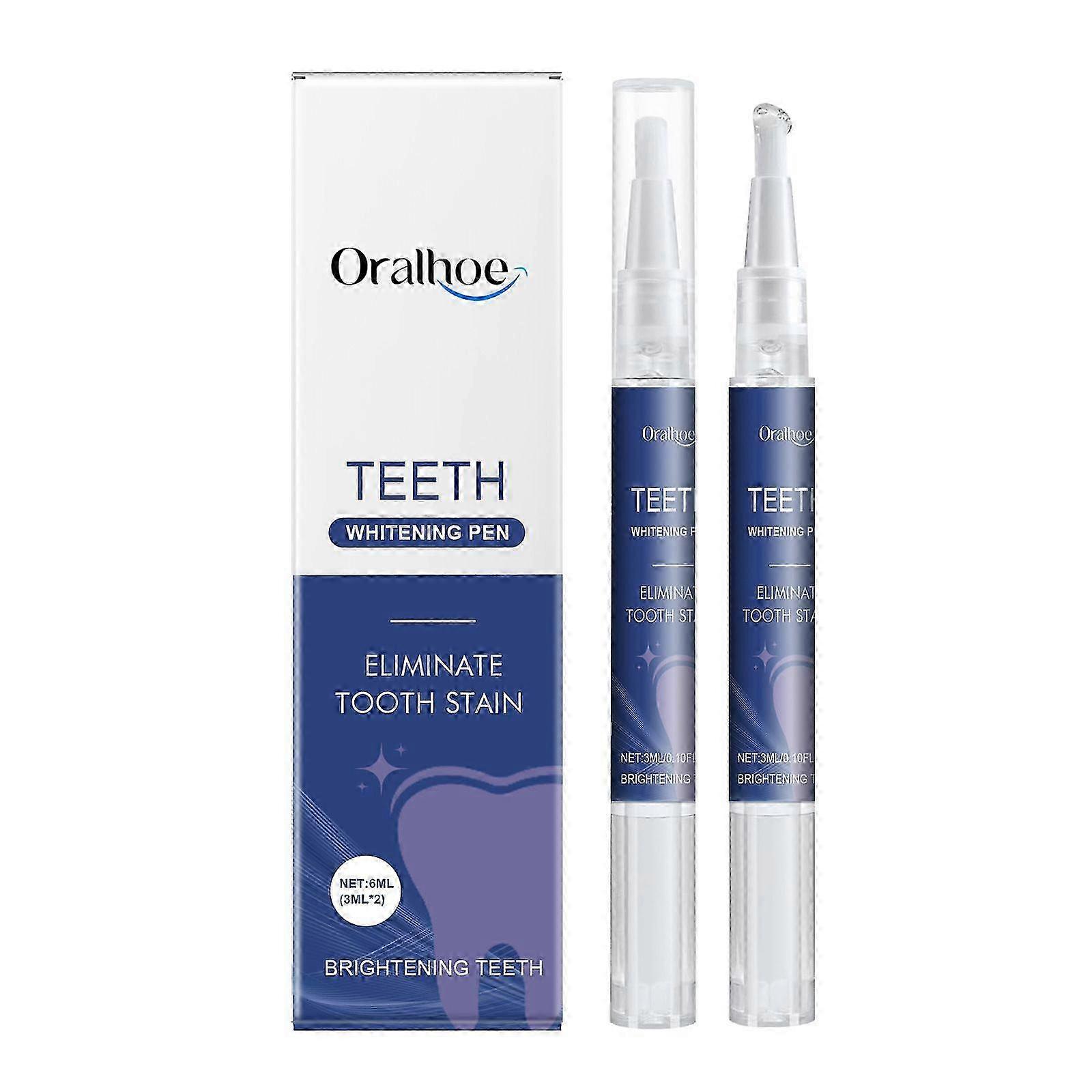 Teeth Whitening Pen, Teeth Brightening Pen, Teeth Whitener, Effective Eliminate Tooth Stain, Teeth Whitener at Home 3ml*2
