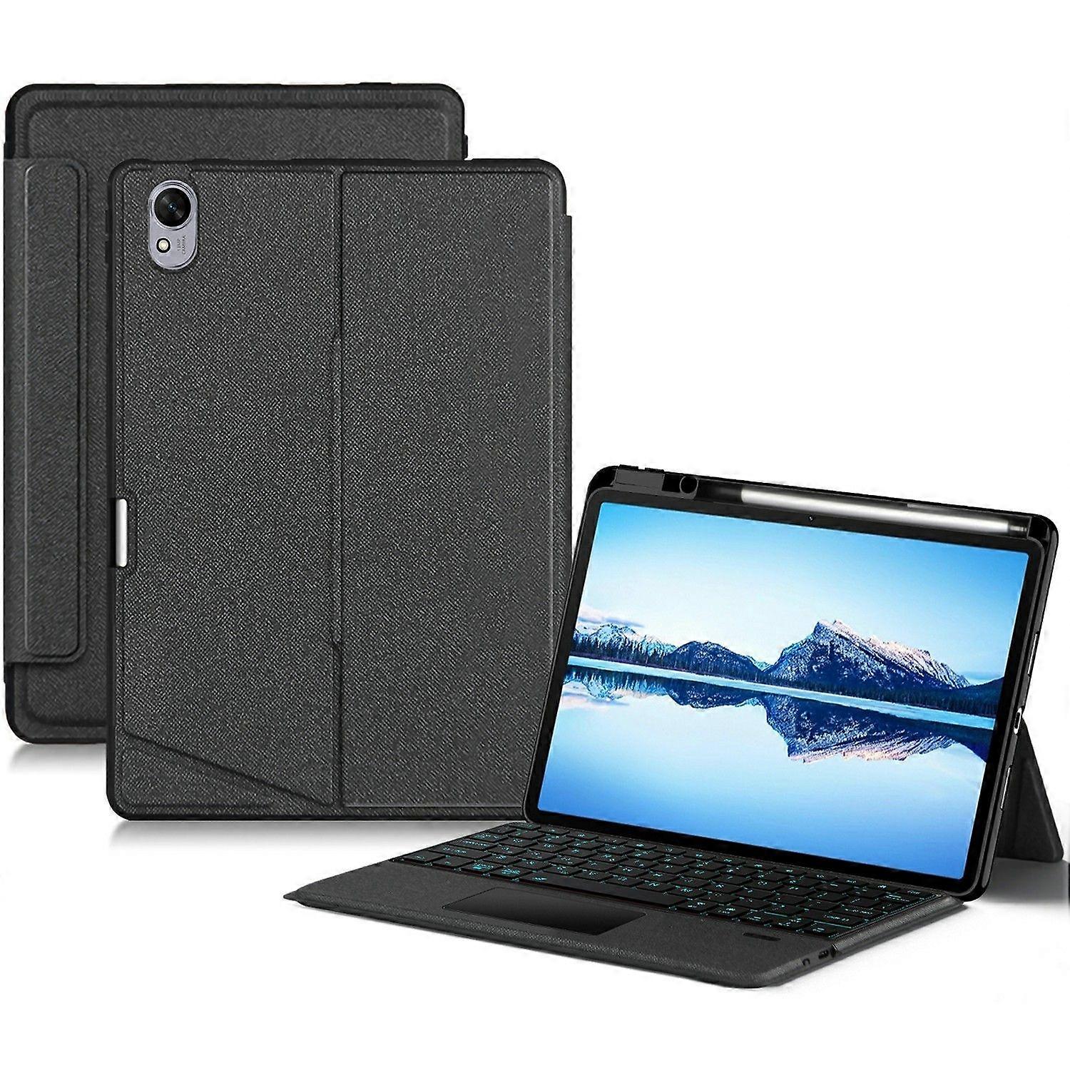 per huawei qingyun c7 (2a generazione) custodia in pelle + tastiera bluetooth con trackpad retroilluminato