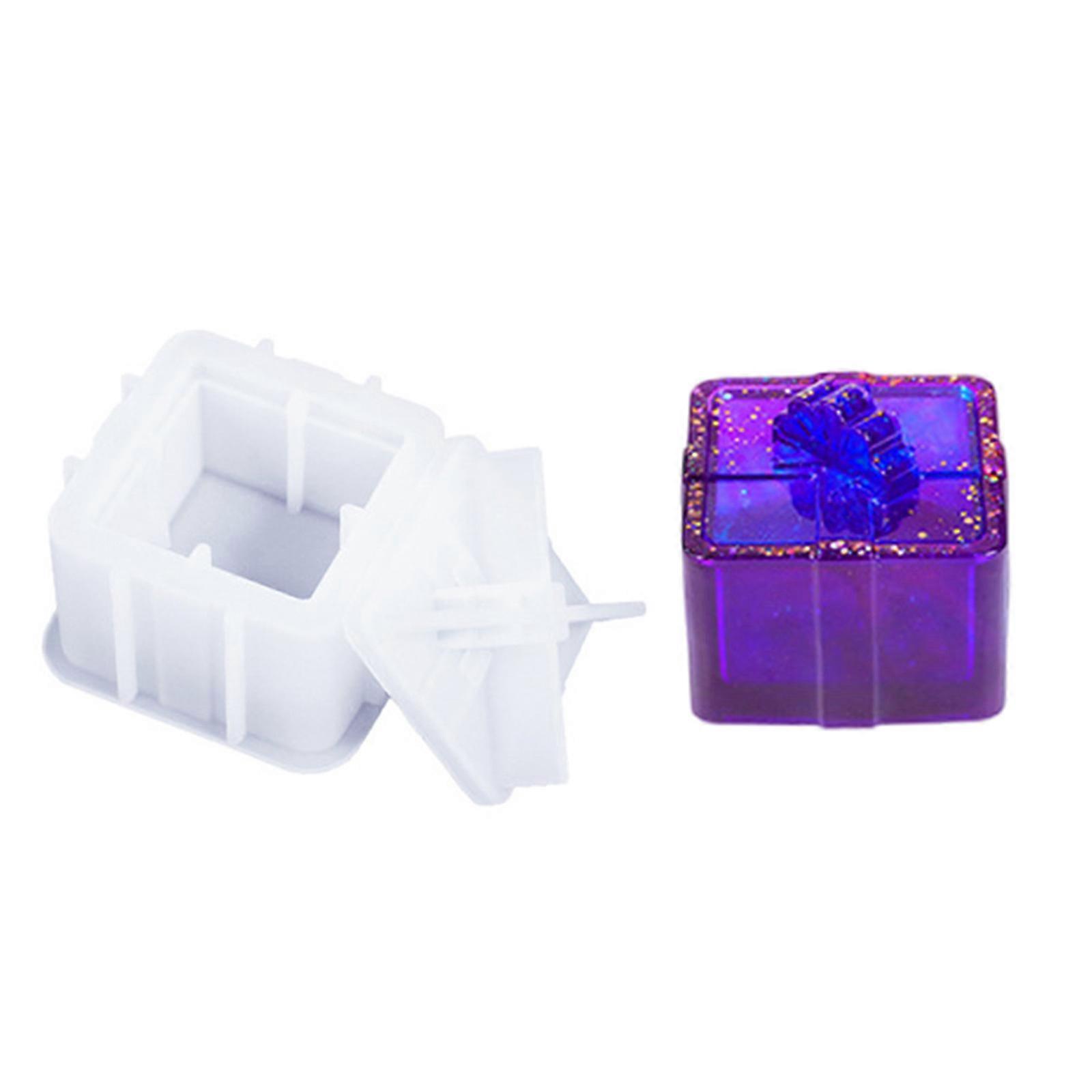 Silicone Christmas Gift Box Mold Candle Jar with Lid Mould Jewelry Easy Demold Epoxy Resin Storage Container Mold