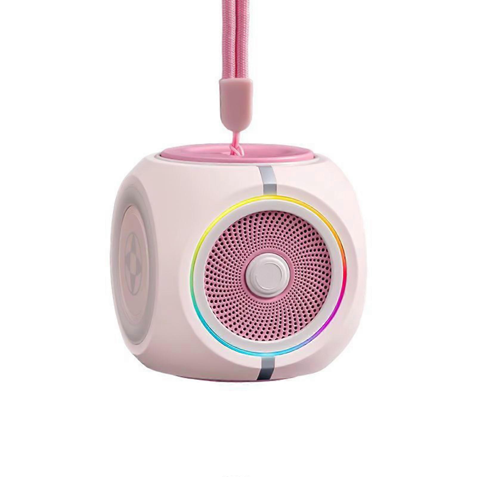 Fingertip Gyroscope Bluetooth-compatible Speakers Portable Party Wireless Deep Bass Speaker for Hiking Running Pink