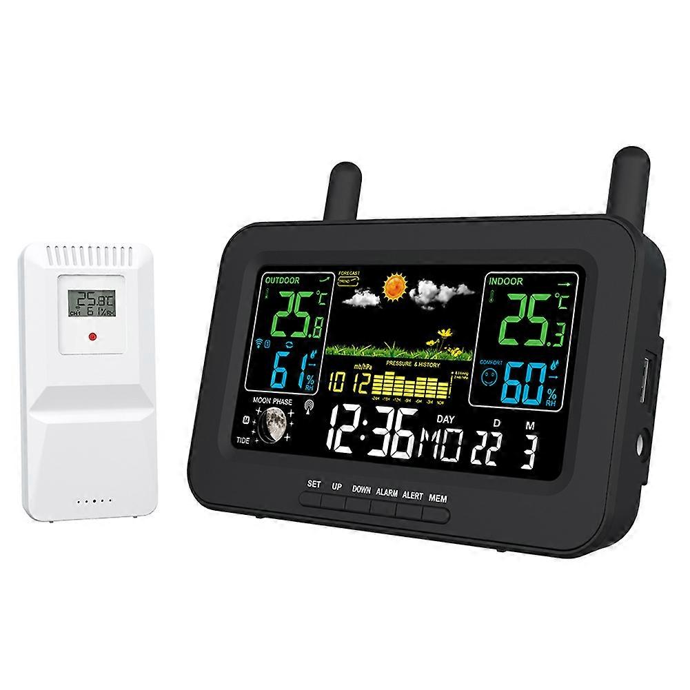 Indoor Outdoor Wireless Large Weather Clock Convenient Clock Temperature Sensor for Inside