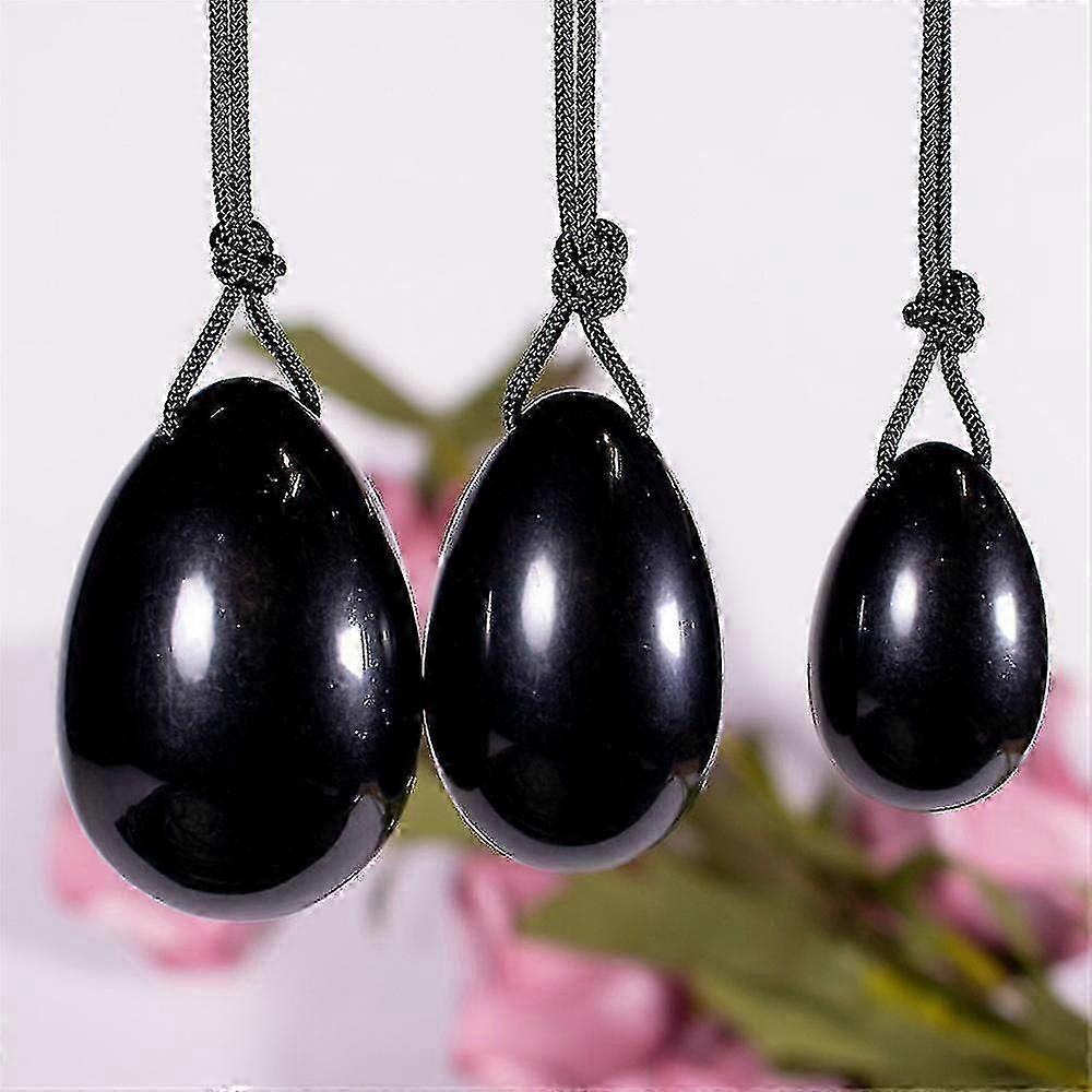 1セットクォーツヨニエッグマッサージスティック女性ケーゲルエクササイザーレイキH黒曜石の卵