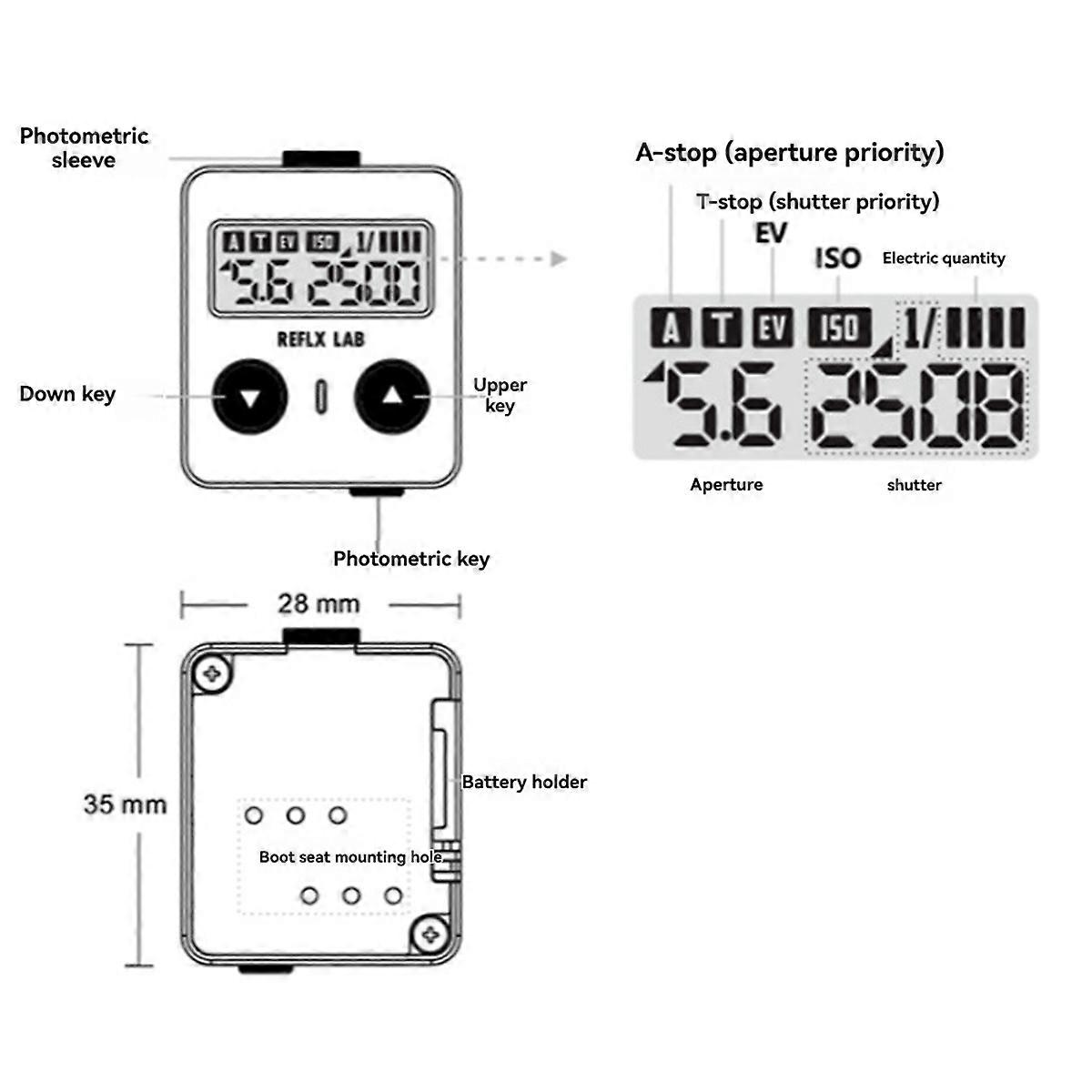 Light-Meter Photometer Single Reverse for Rangefinder Camera Light Meter Silver