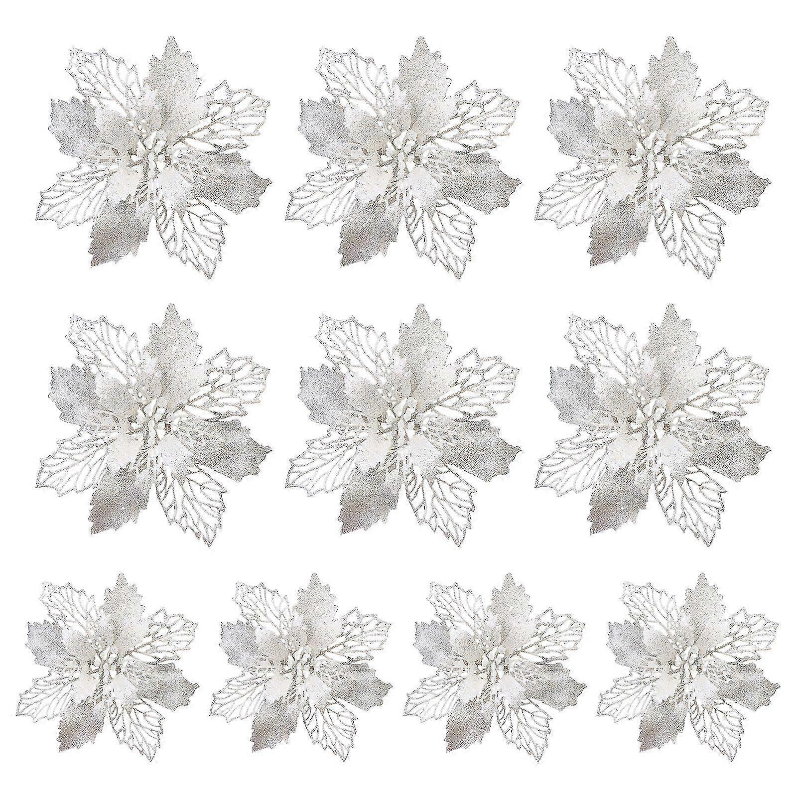 10pcs simulation decorative flowers - white colorful -9.5CM