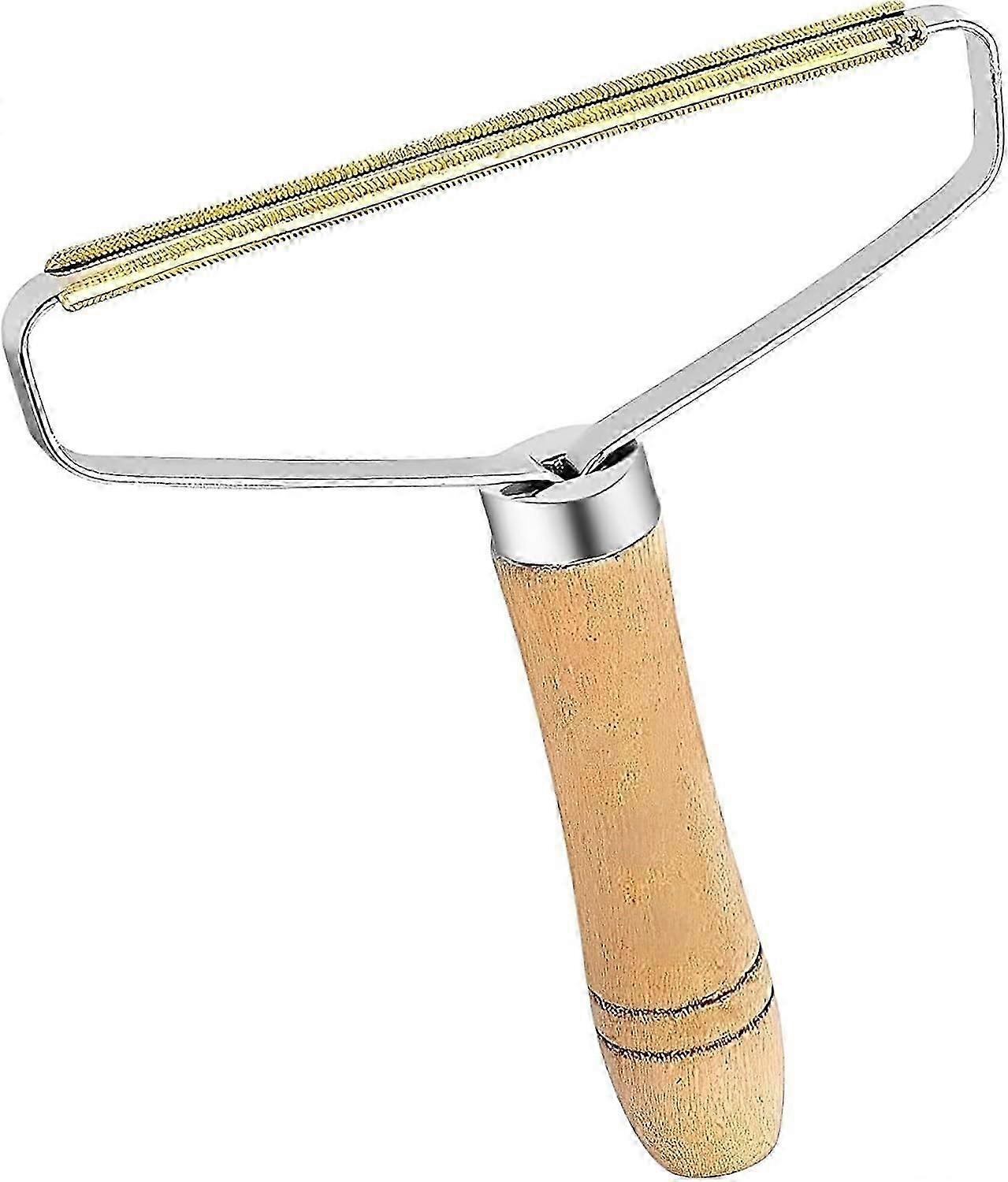 1 Pack Lint Remover, Double Carpet Scraper Manual Brush Tool Wooden Handle Reusable Mini Lint Cleaner for Pet Hair, Fuzz hwy