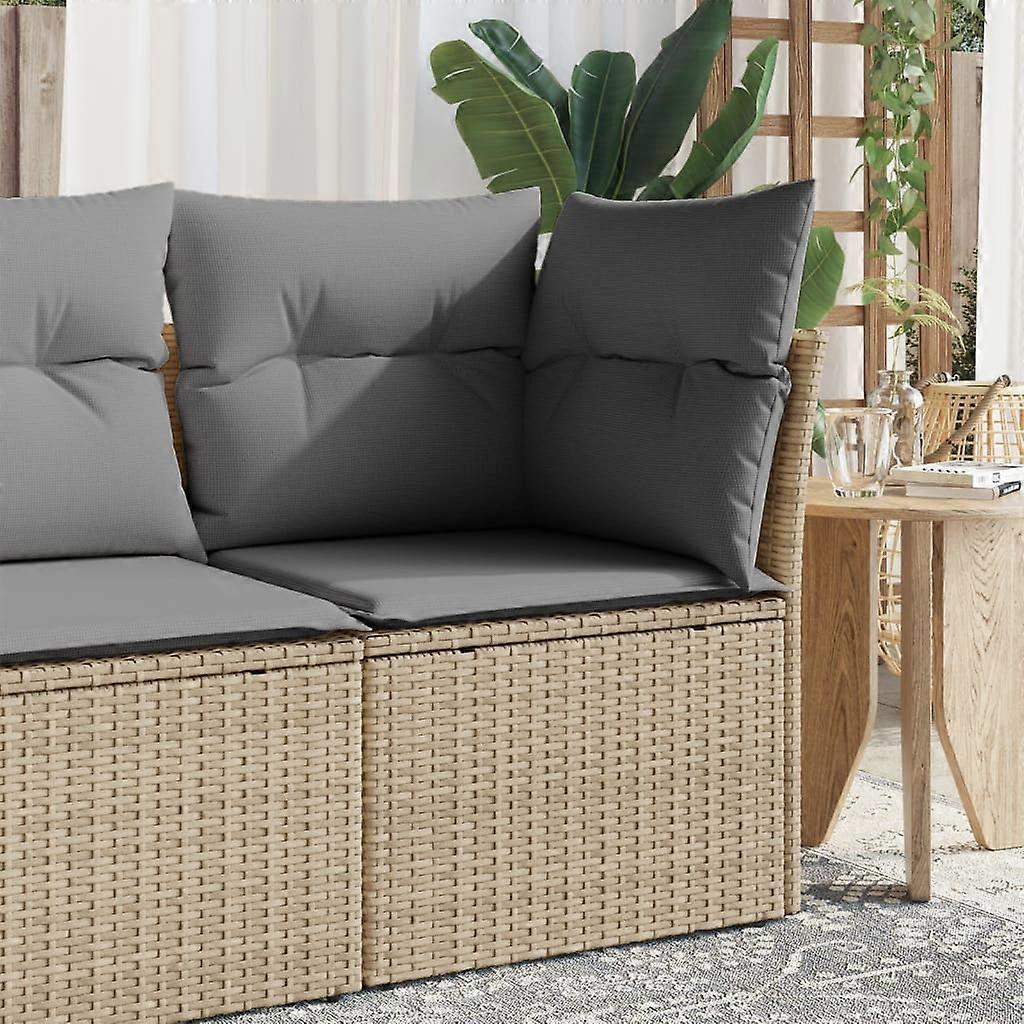 Garden Corner Sofa with Cushions Beige Poly Rattan