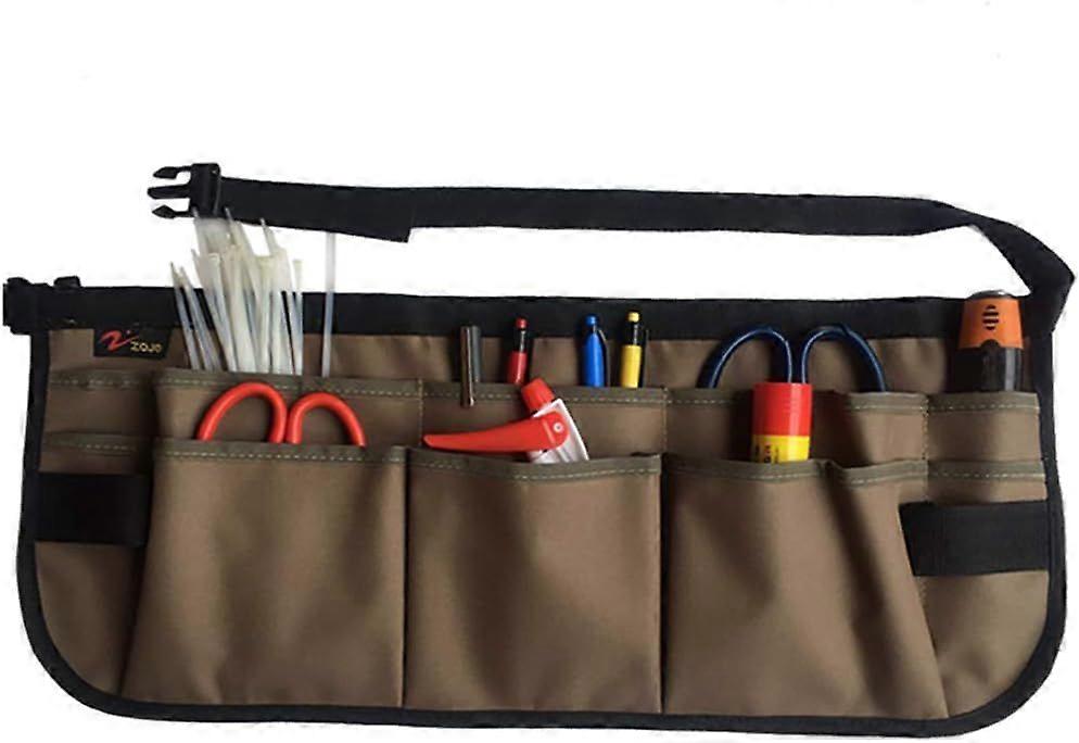 Heavy Duty Waxed Canvas Work Apron with Tool Pockets (Small, Brown)