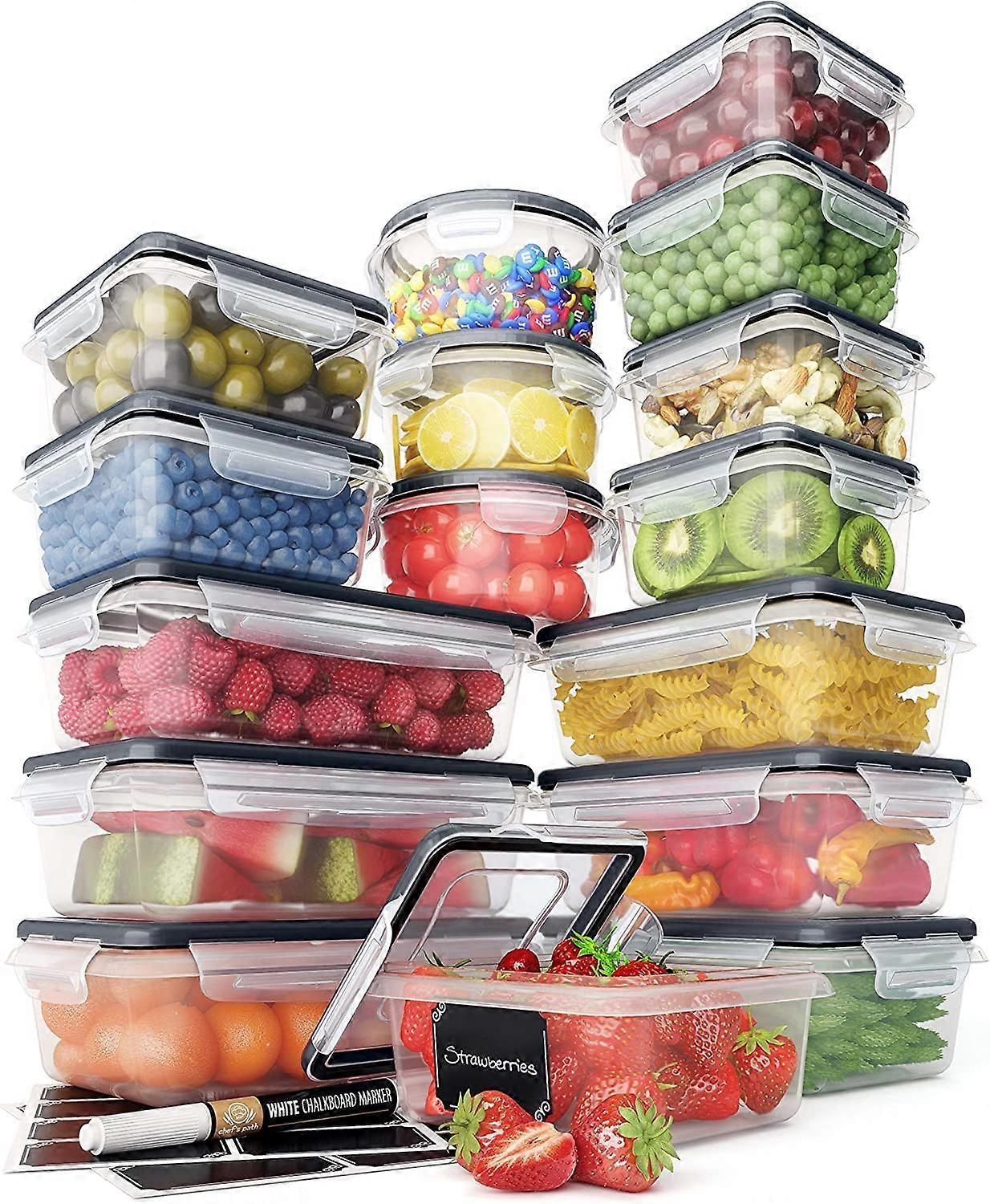 32 pieces of air -proof food storage with containers easy -to -wear and removable lids