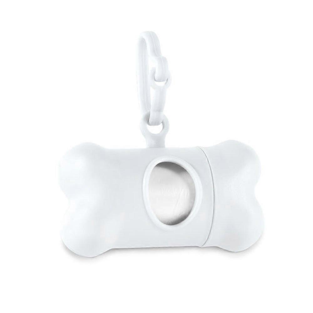 Bone -shaped domestic animal waste bag holder distributor, plastic, white