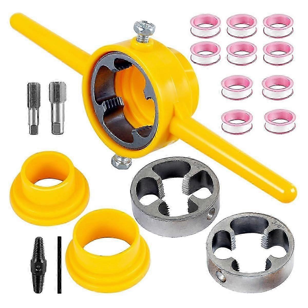 6Pcs PVC Thread Maker Tool, Pipe Threader Plumbing Tool, Pipe Threader Kit with 1/2 Inch 3/4 Inch 1 Inch Dies Maker Tool