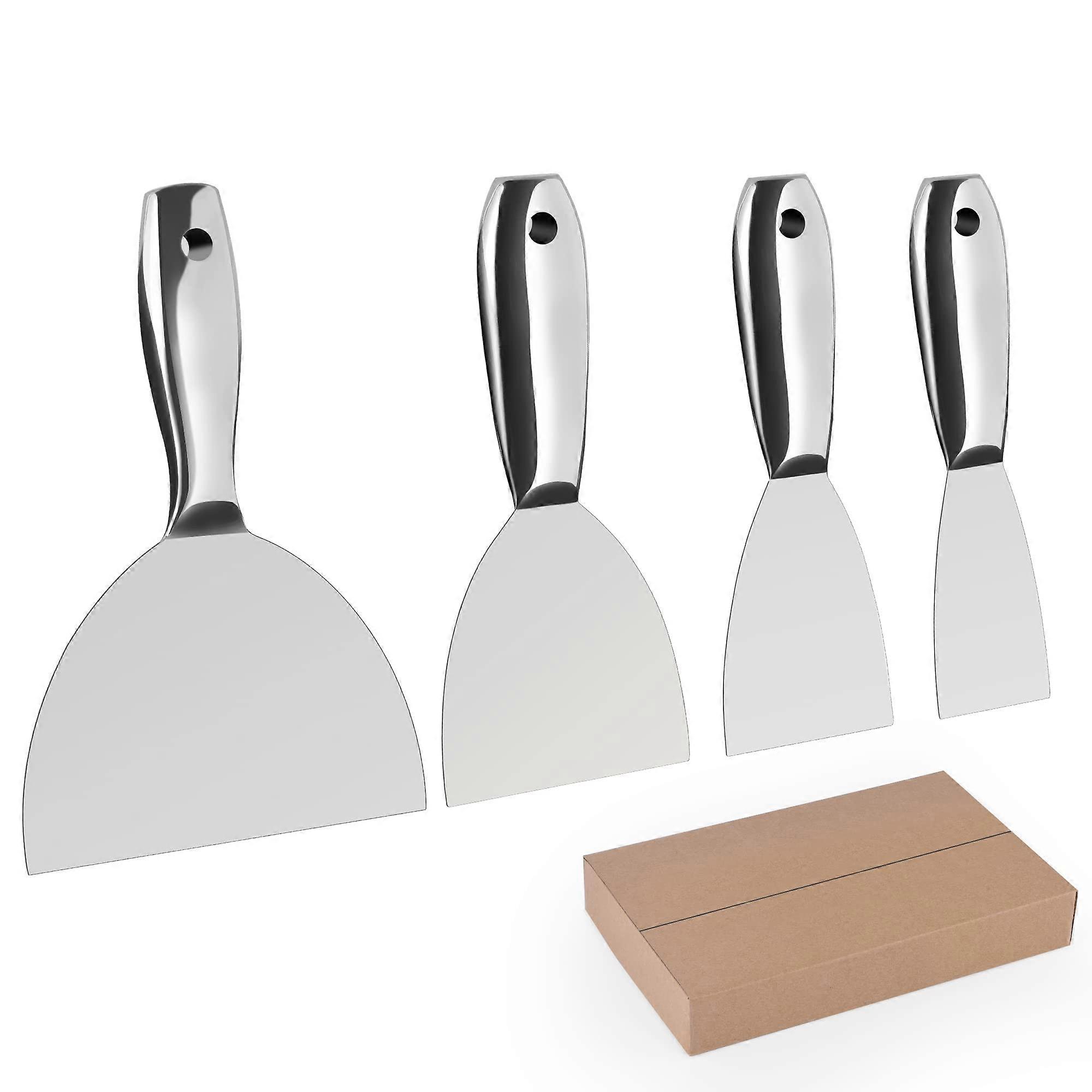 Putty Knife Set, 4 Piece Stainless Steel Scraper Set with 2'', 3'', 4'', 6'' Sizes for Painting and Renovation