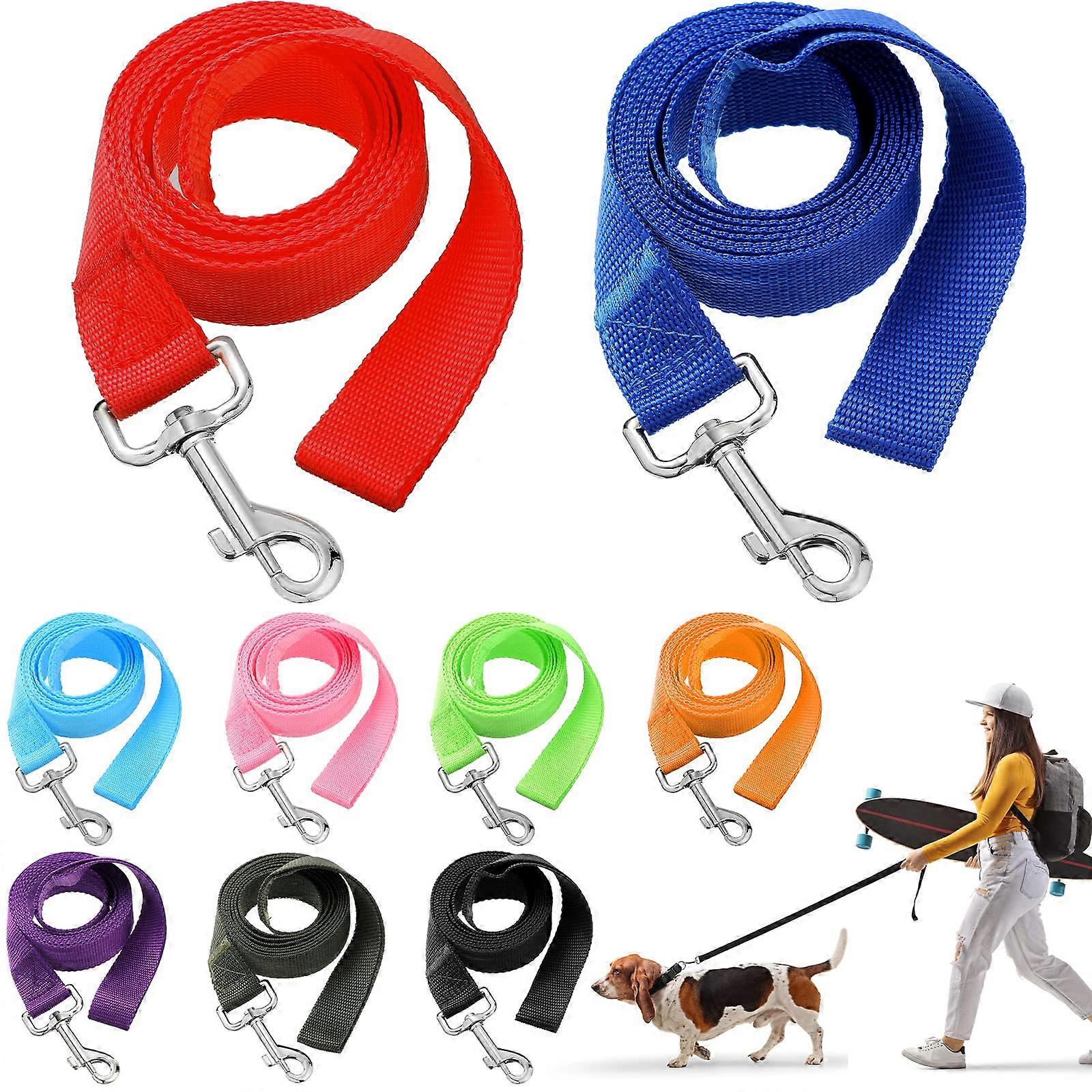9 packs of nylon dog training stone 6 ft dog stone small and middle puppy traction rope training, game, camping or backyard (color)