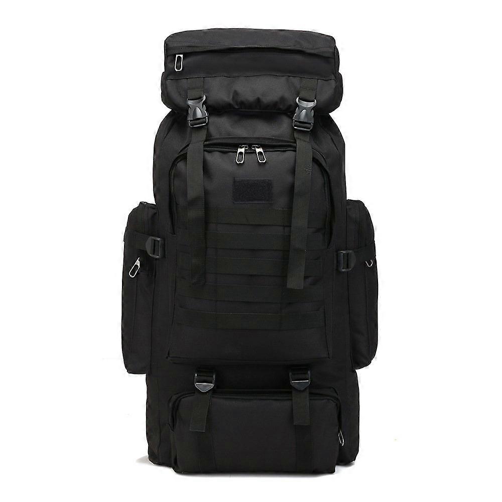 80L Military Tactical Backpack for Camping and Hiking, Large Black Travel Rucksack with Multiple Compartments and Durable Fabric