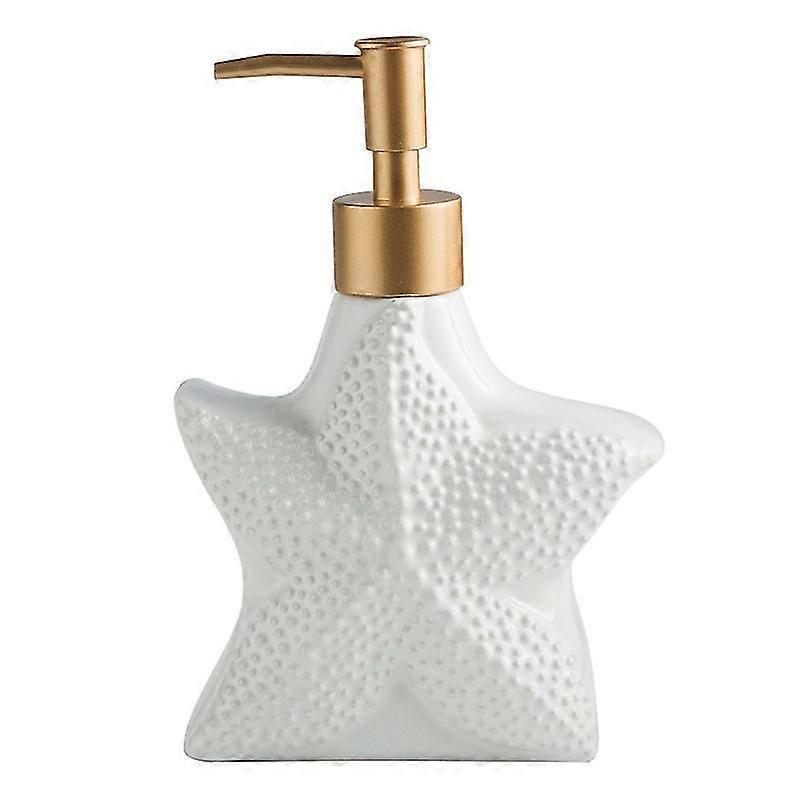 Starfish-shaped Soap Dispenser, White Ceramic With Pump