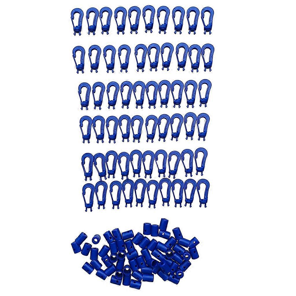 60Pcs Shock Elastic Cord Hook Kamarabiner Cord Albastru pentru 5mm Bungee Straps