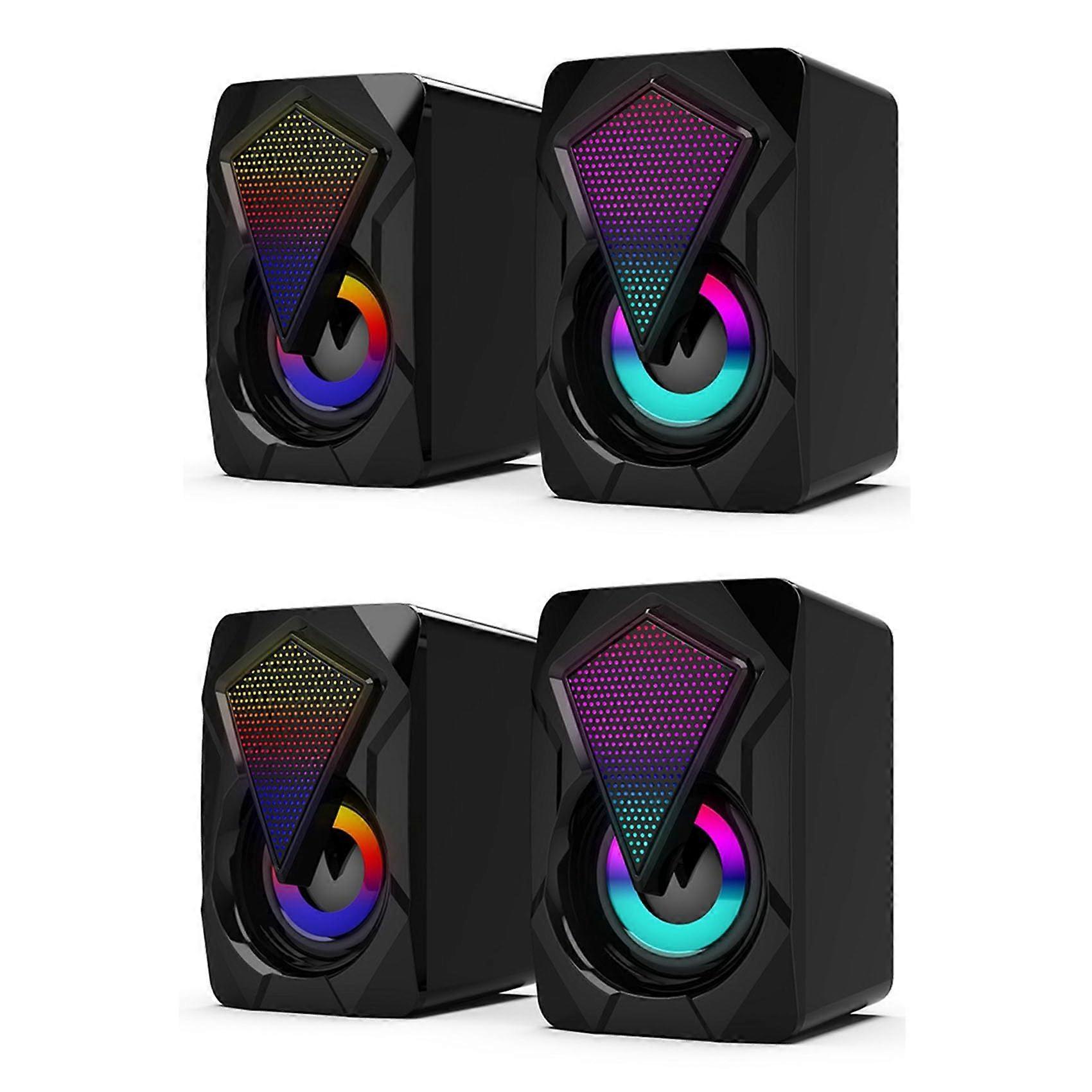 2X X2 Computer Speakers with Subwoofer for PC Desktop LED Computer Lighting Home Theater System USB Wired Sound Box