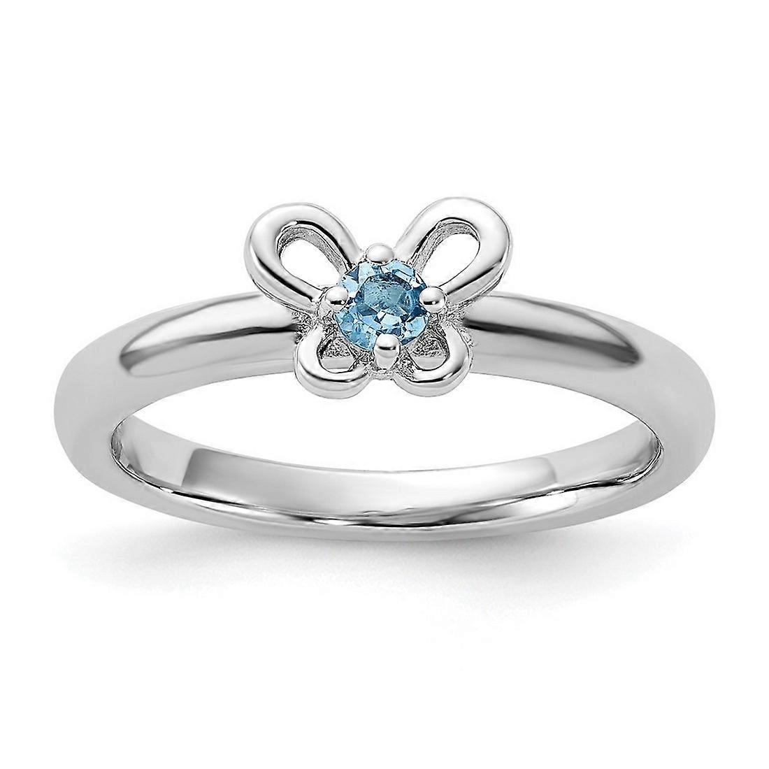 925 Sterling Silver Stackable Blue Topaz Ring-Stackable-Ring for Women - Ring Size: 5 to 10