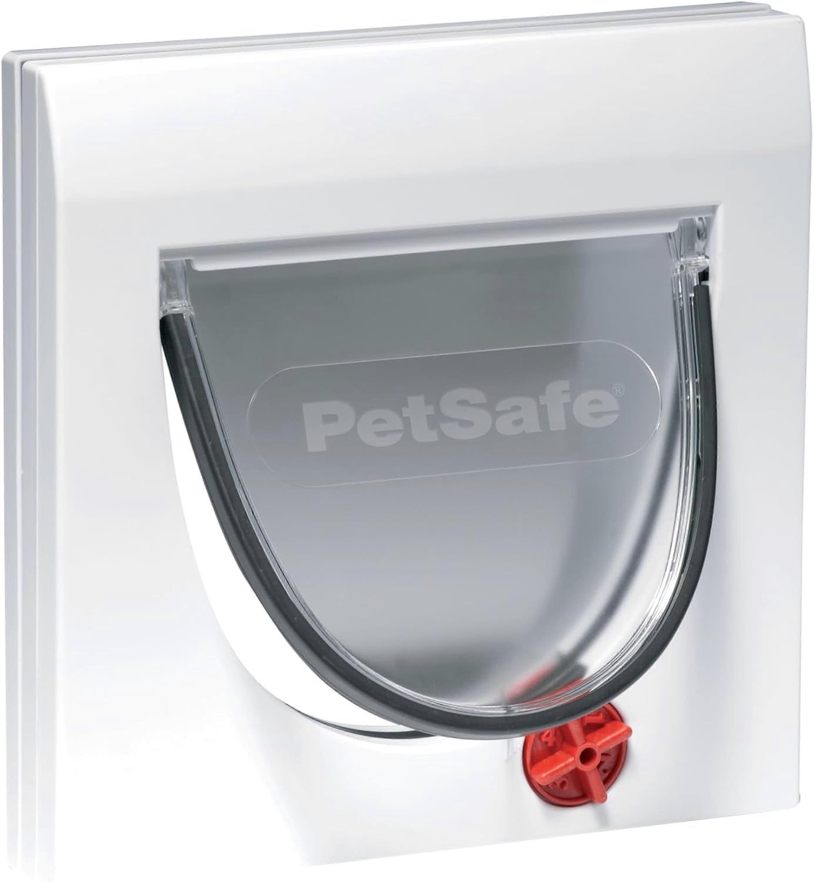 Cat Door 4 Way with Fixed Tunnel White Pet Flap