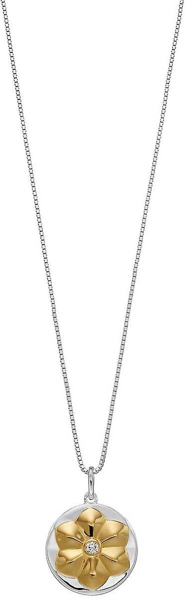 Elements Silver CZ Medallion Pendant - Silver/Gold