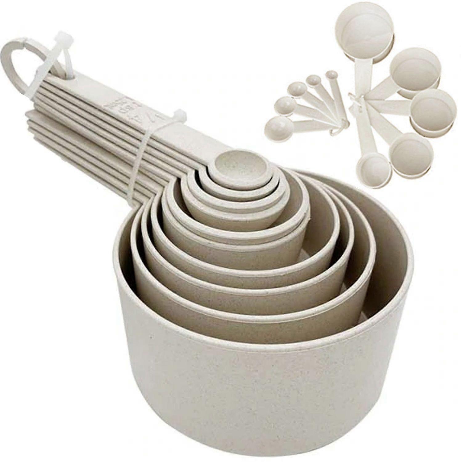 NICECEE 10 Pack Wheat Straw Measuring Spoons And Cups