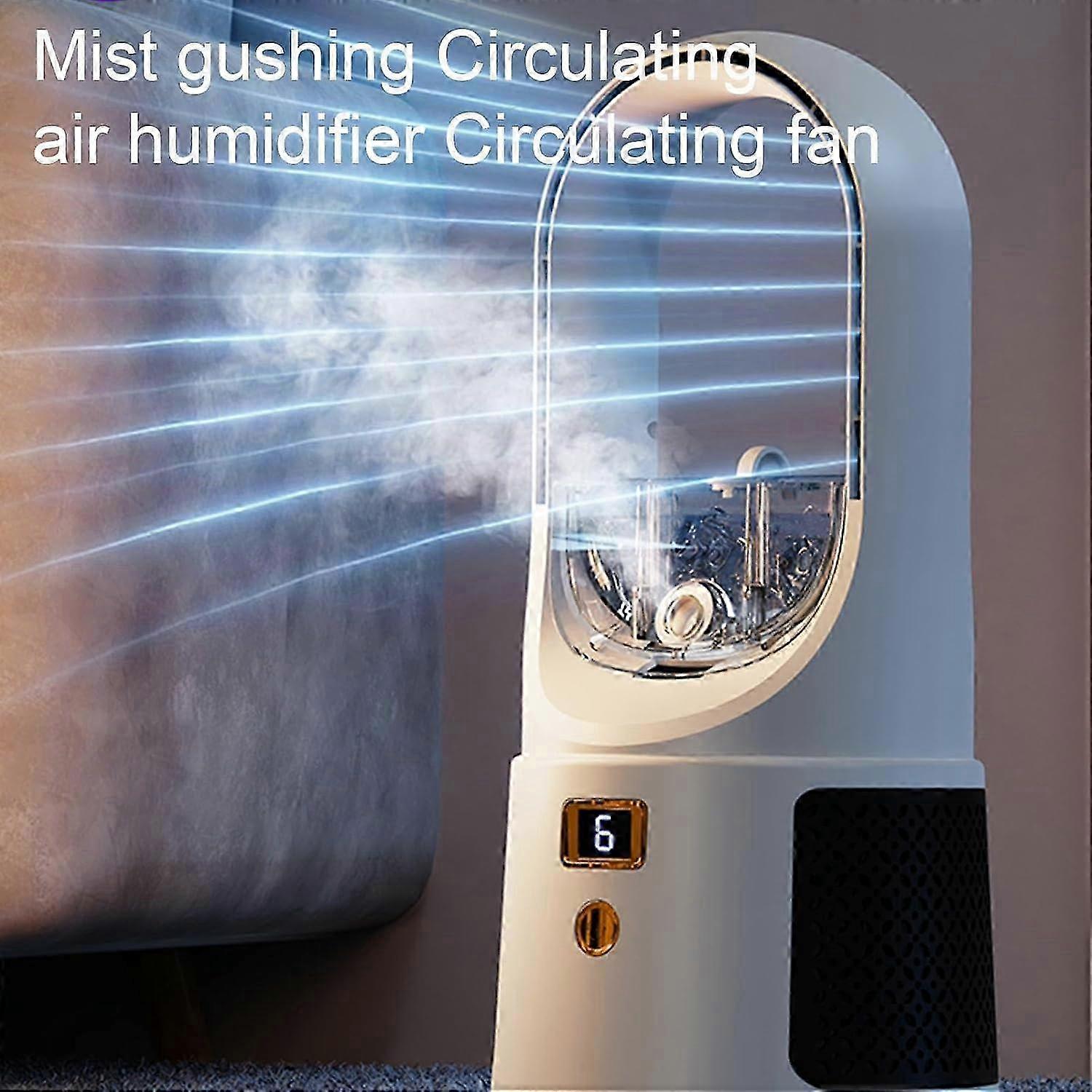 13-inch Fanless Ceiling Fan with Remote Control LED Display Auto-Off 6 Speeds Silent Operation 9-Hour Timer 80 Degree Swing