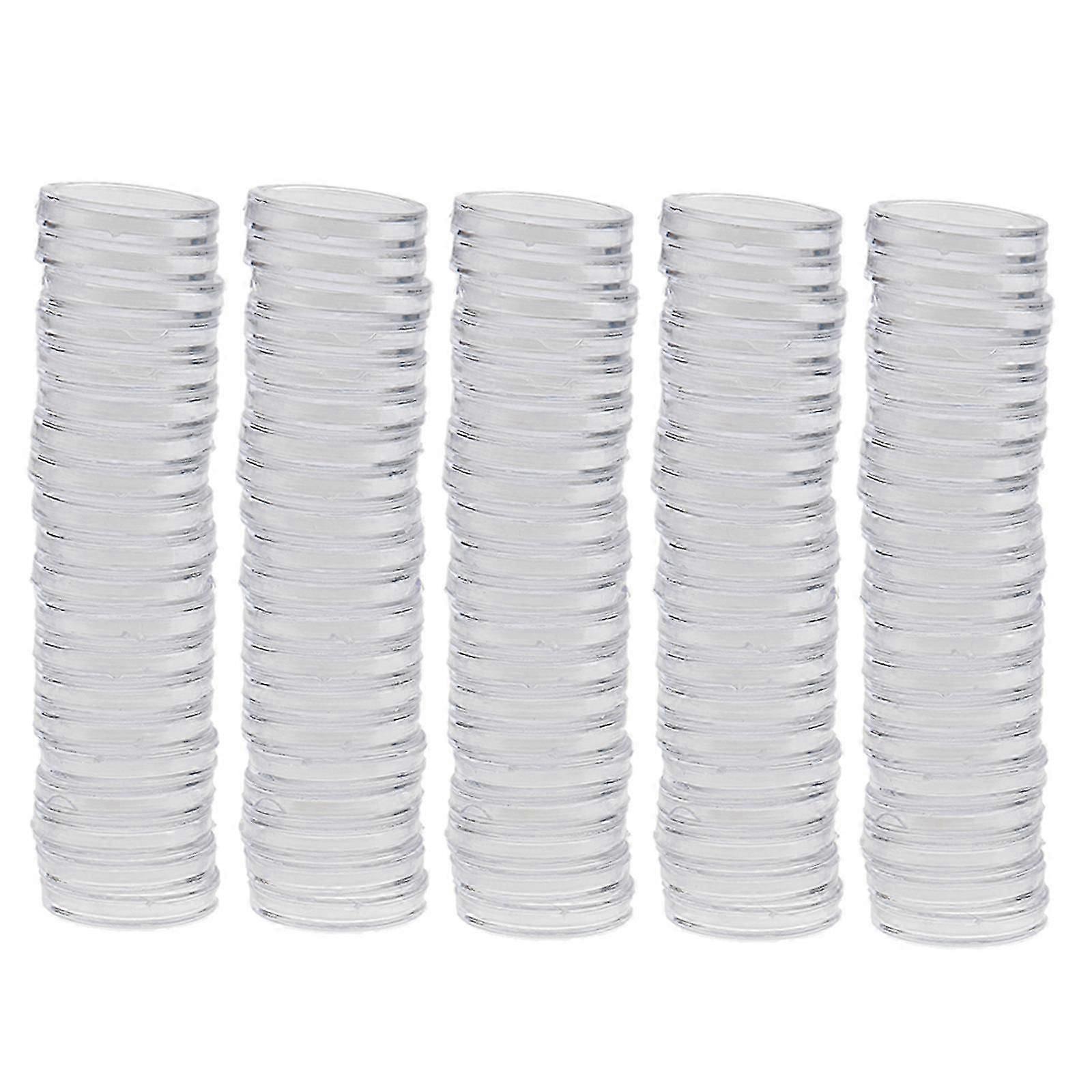 100pcs 19mm Clear Round Plastic Coin Capsule Container Storage Holder Boxes