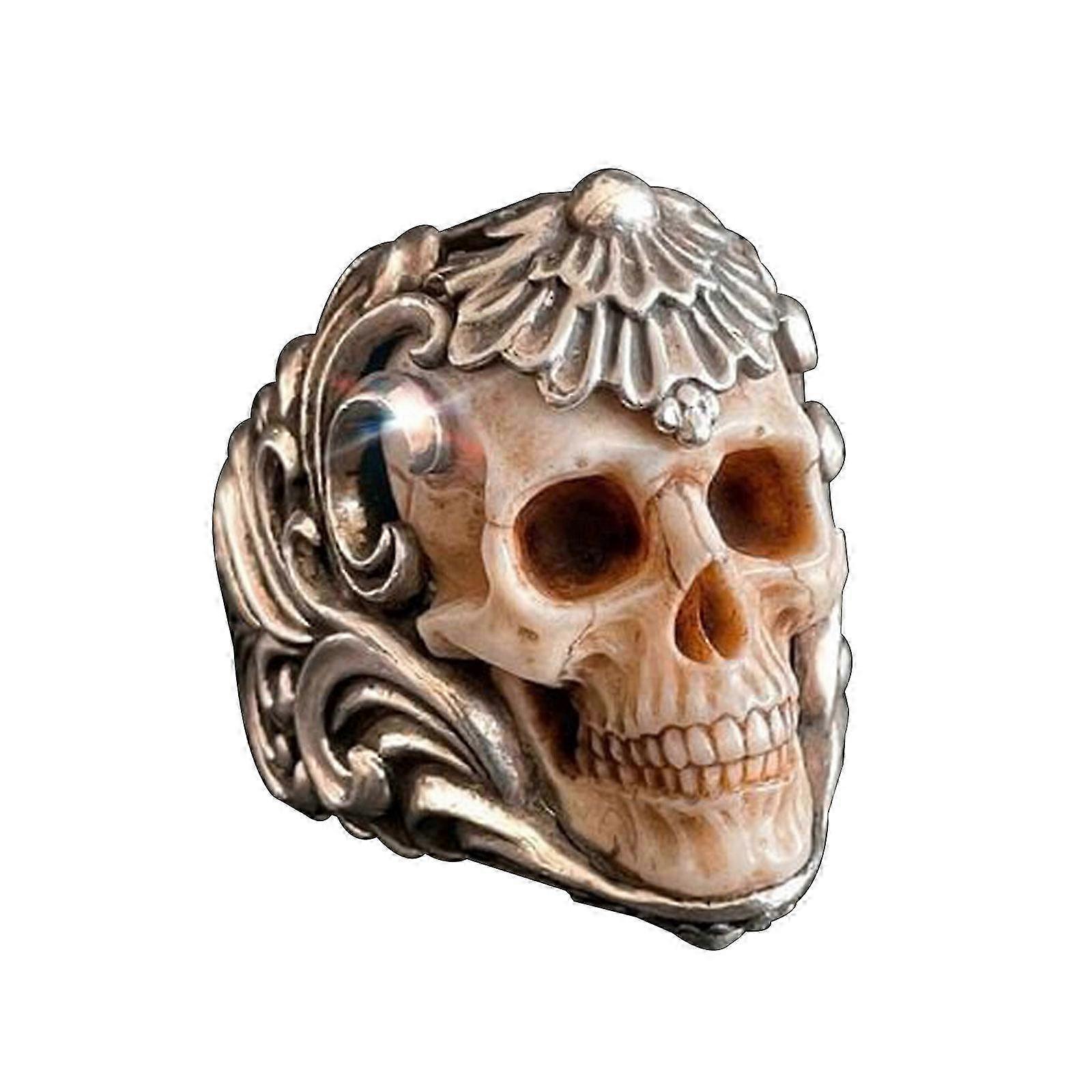 Vintage Ring, Polish Floral Armor Antler Skull
