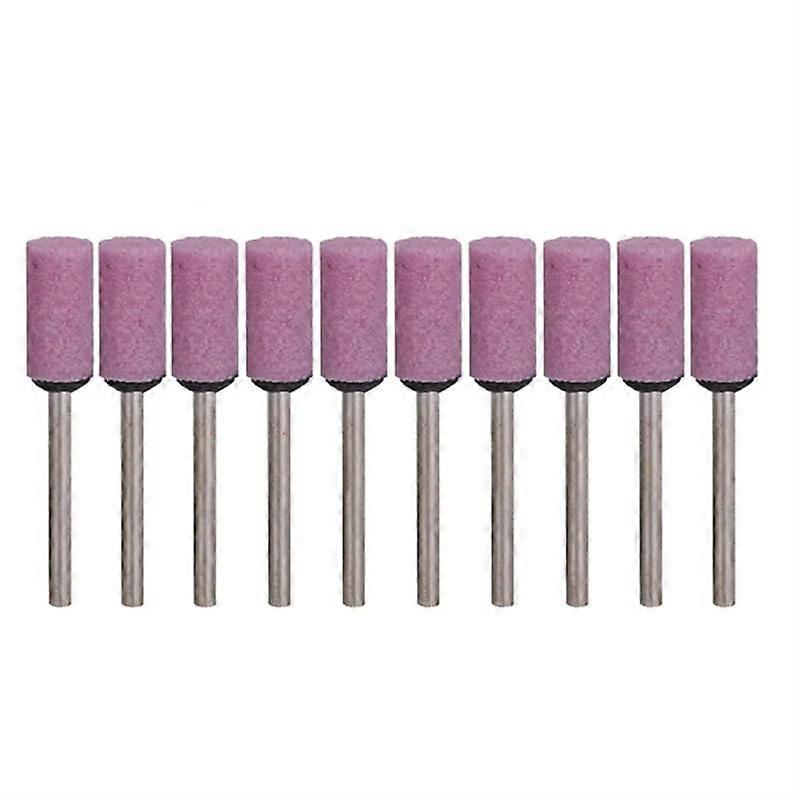 Abrasive Mounted Stone Wheel Head Set of 10, Corundum Flat Head Cylindrical Grinding Tools for Rotary Applications