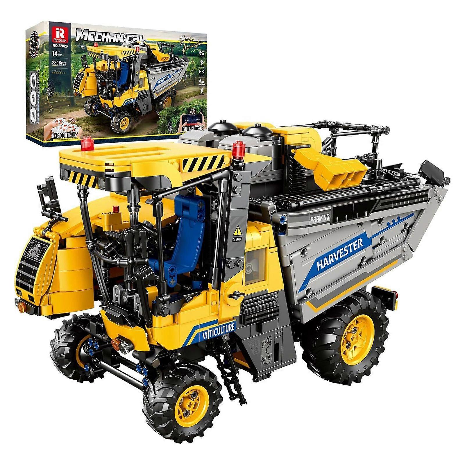 Reobrix 1:20 Scale RC Grape Harvester Building Set, Multi-Channel Control & Rotating Conveyor System, STEM Agricultural Machinery Model Kit for Adults