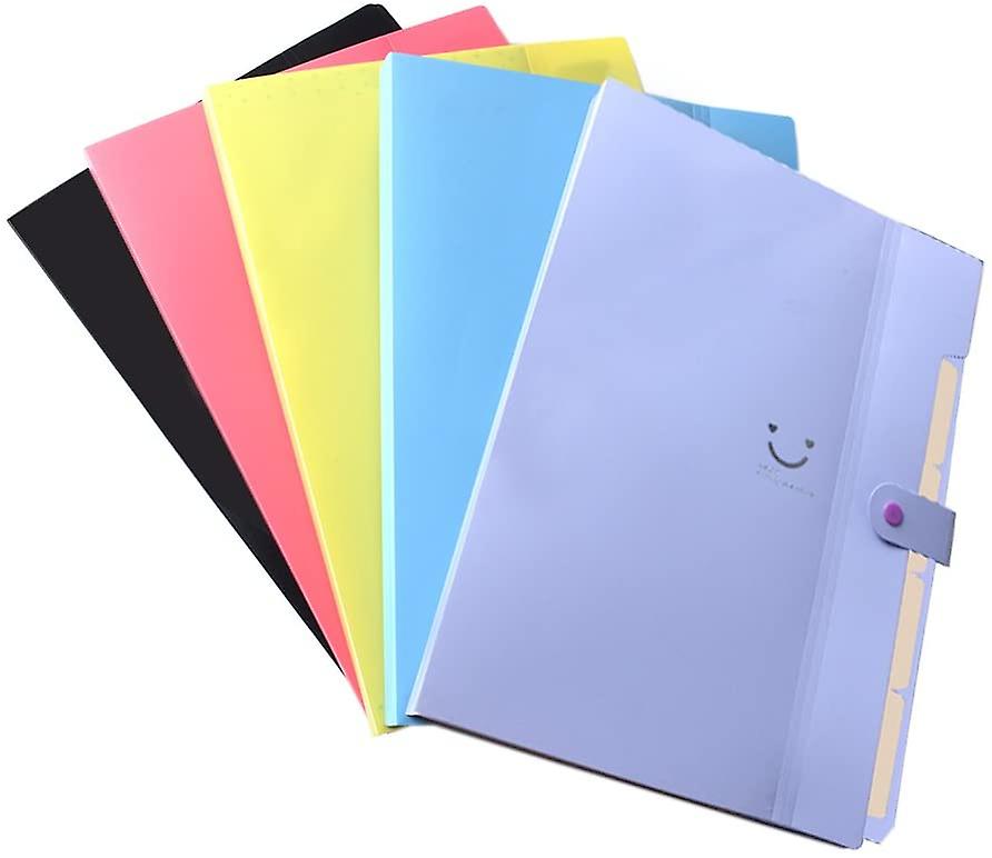 2 Pieces Of Creative A4 Folder With 5 Compartments, Pp (random Color)
