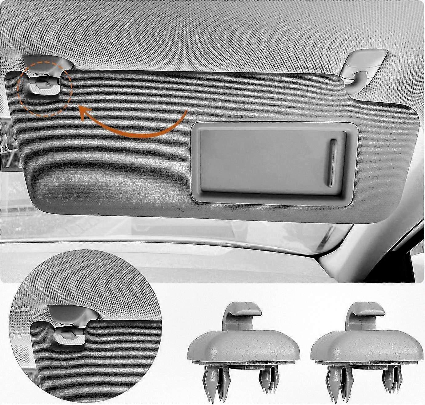 2-Pack Grey Interior Sun Visor Hook Clip Base Makeup Mirror Fixing Bracket Suitable for Certain Vehicle Models