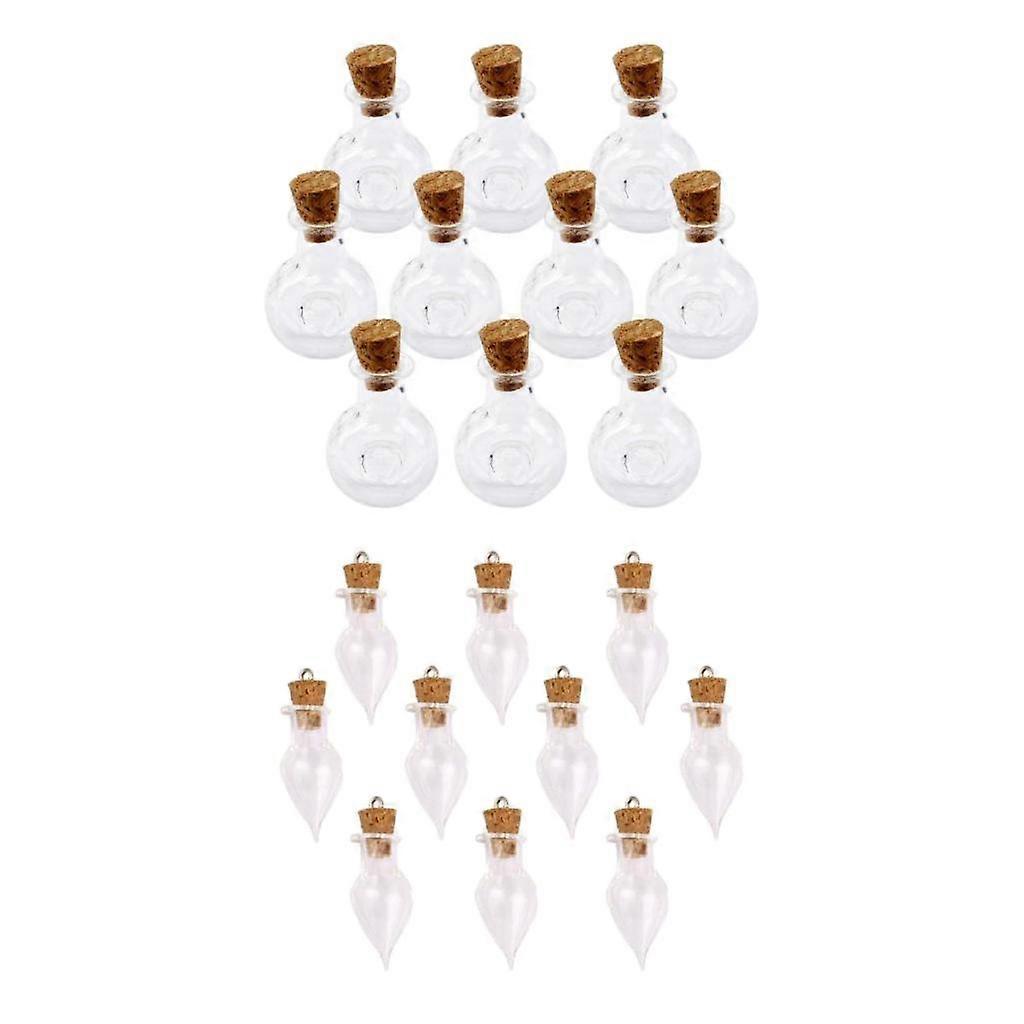 20pcs Mini Small Cork Stopper Bottles Clear Empty Vials Pendants