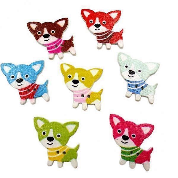 Assorted Pack of 150 Wooden Buttons Featuring Adorable Pup Designs
