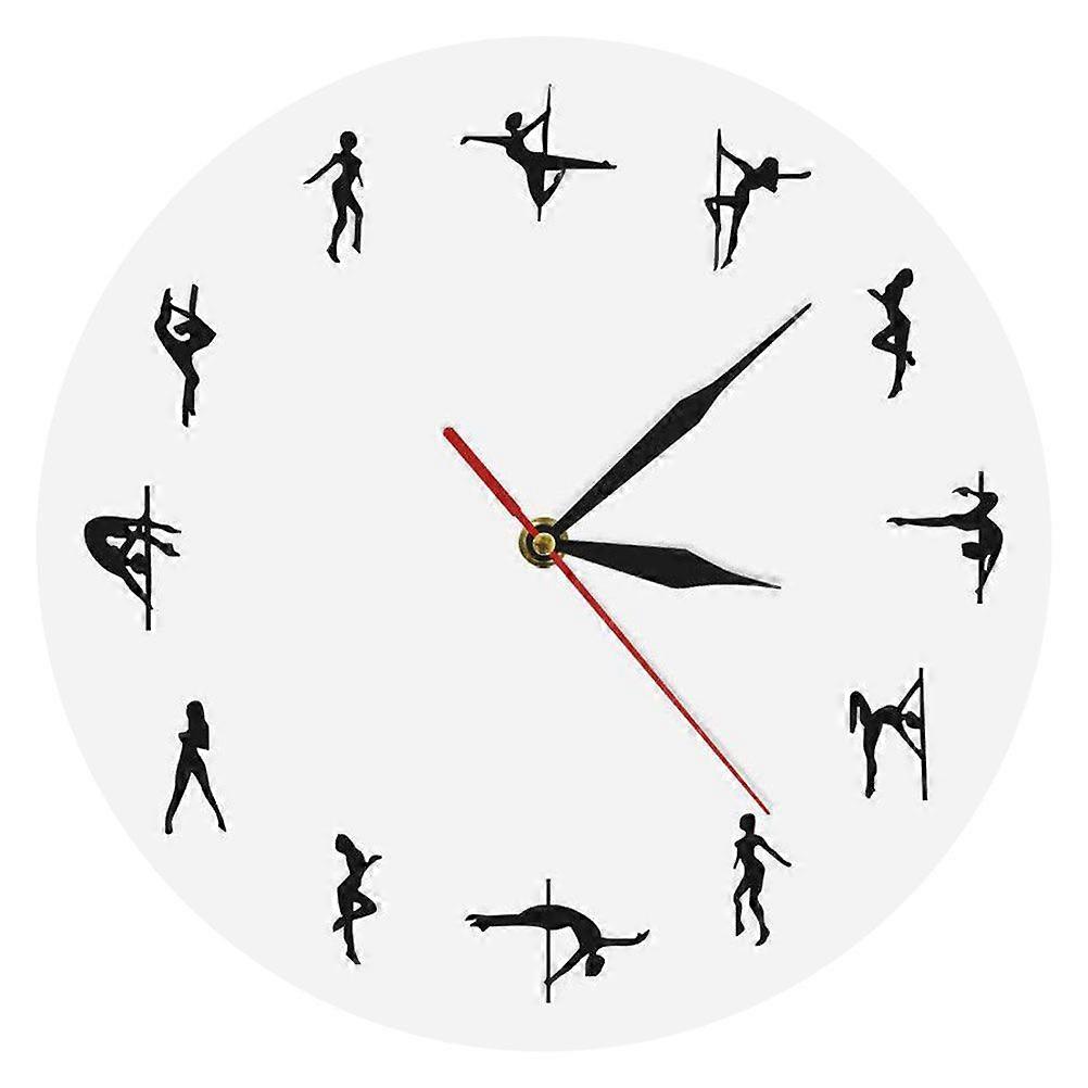 1pc Pole Dancing Figure Clock Sexy Printing Clock Wall Hanging Clock Time Display Device Background Clock without Battery White