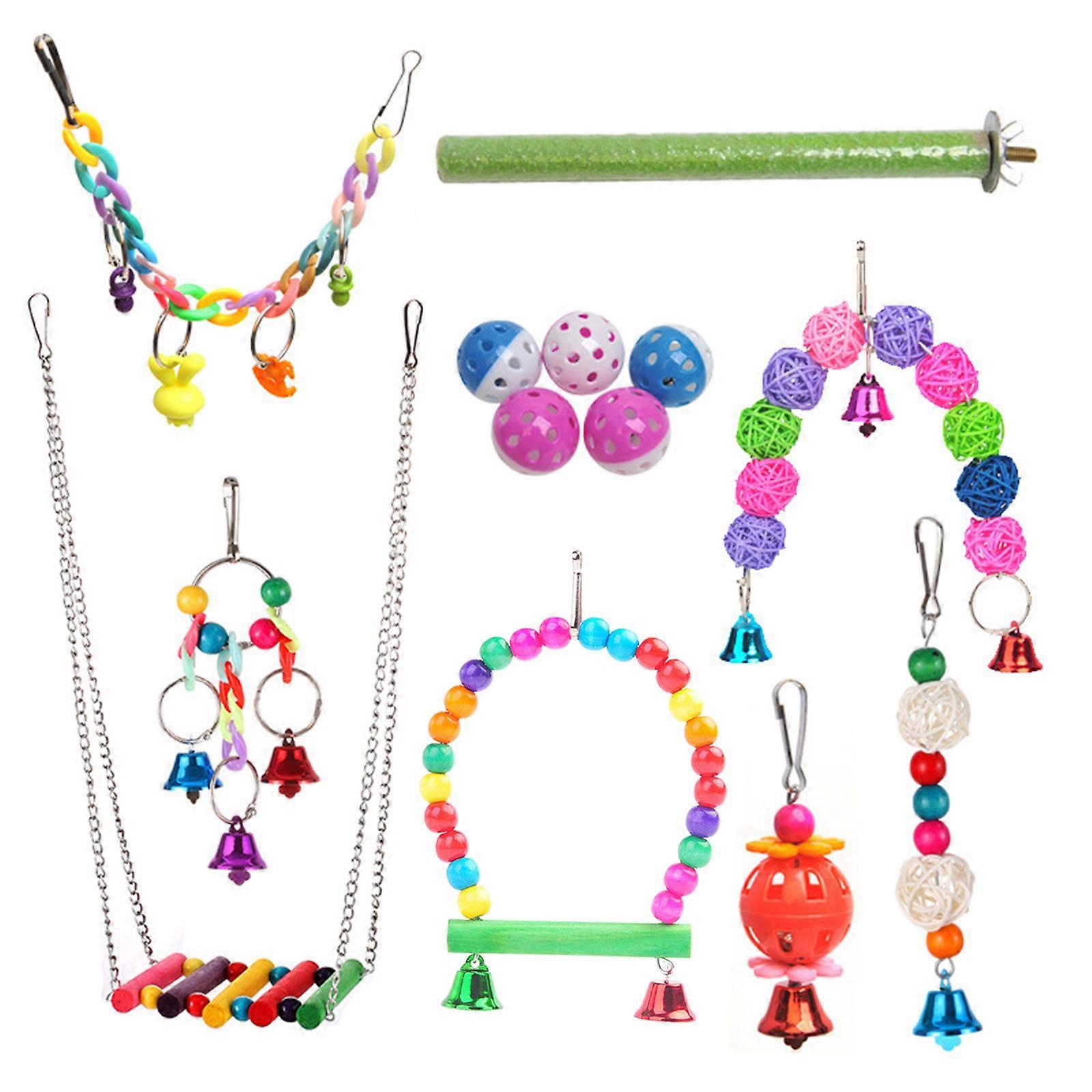 Bird Toy 13Pcs Parrot Chew Toy Swing Ladder Perch Bridge for Small Medium Birds Improving Physical & Mental for Health Multicolor