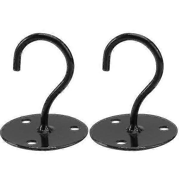 2 Pcs Overhead Hooks Cabinet Wardrobe Hooks Porch Lantern Mosquito Net Ceiling Hooks Small Elephant Trunk Shaped Hooks (black)