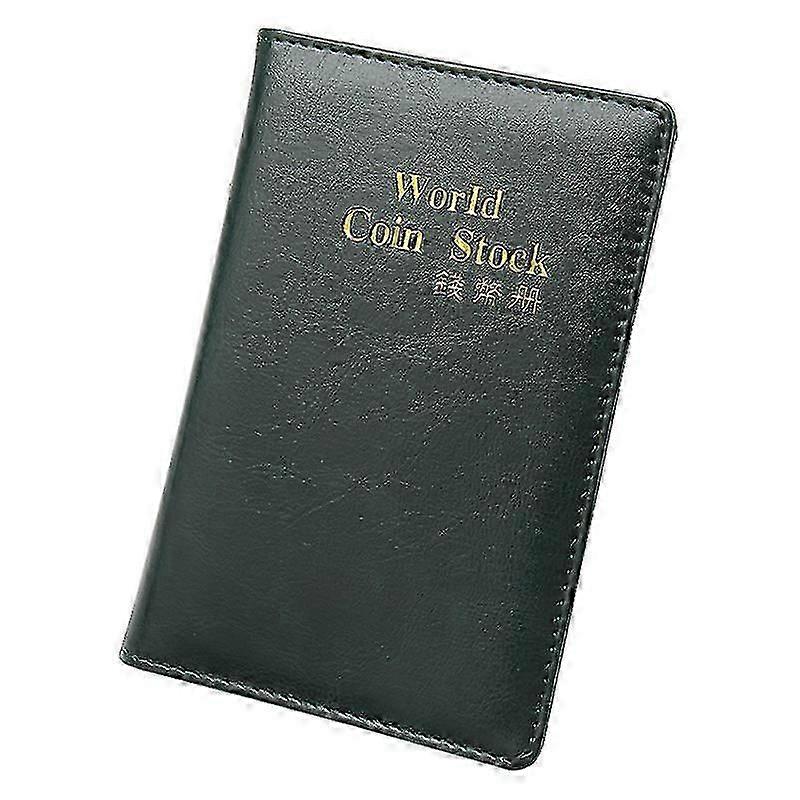 Coin Collection Coin Album, Leather Scrapbook Coin Album Coin Scrapbook Holds Up to 120 Coins Album Book Souvenir Coin Collection (Dark Green)