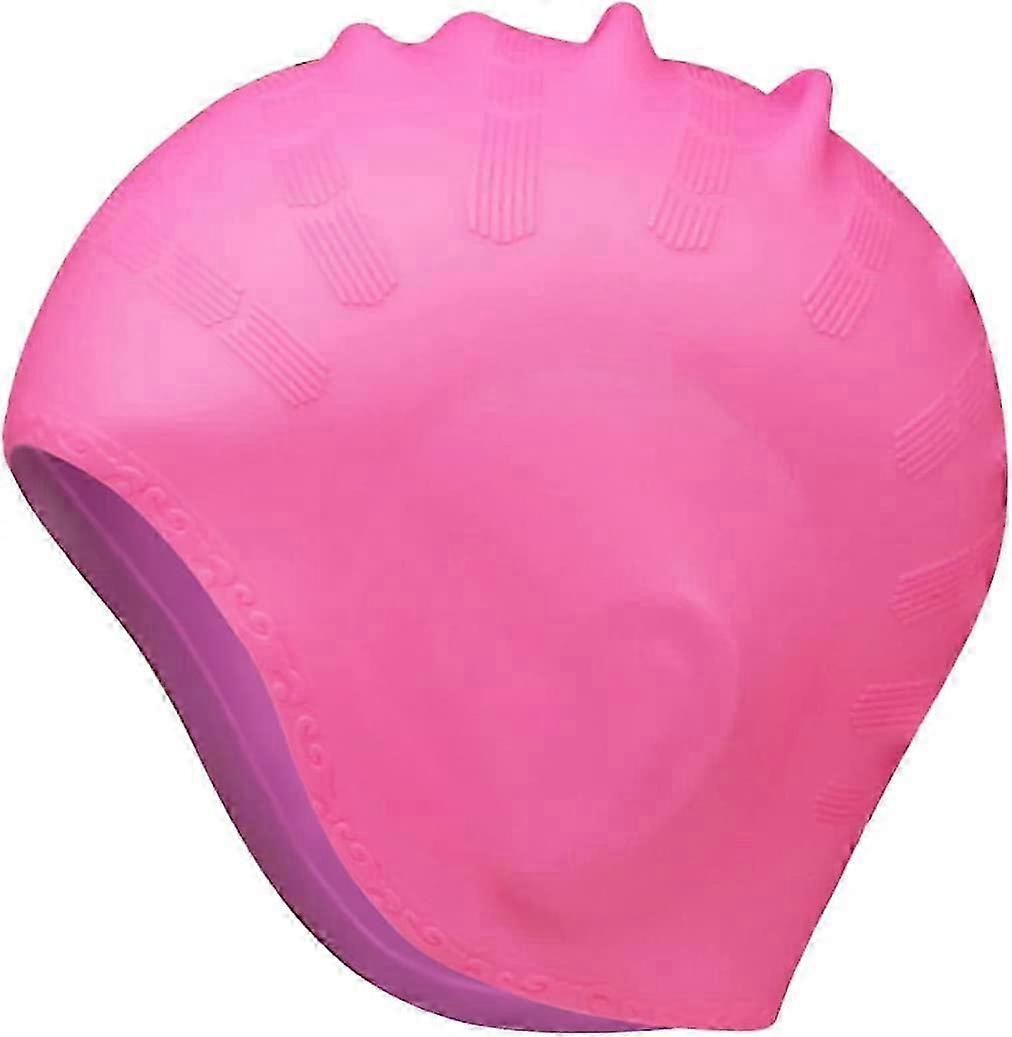 Elastische Silikon-Badekappe für langes oder kurzes Haar, rosa