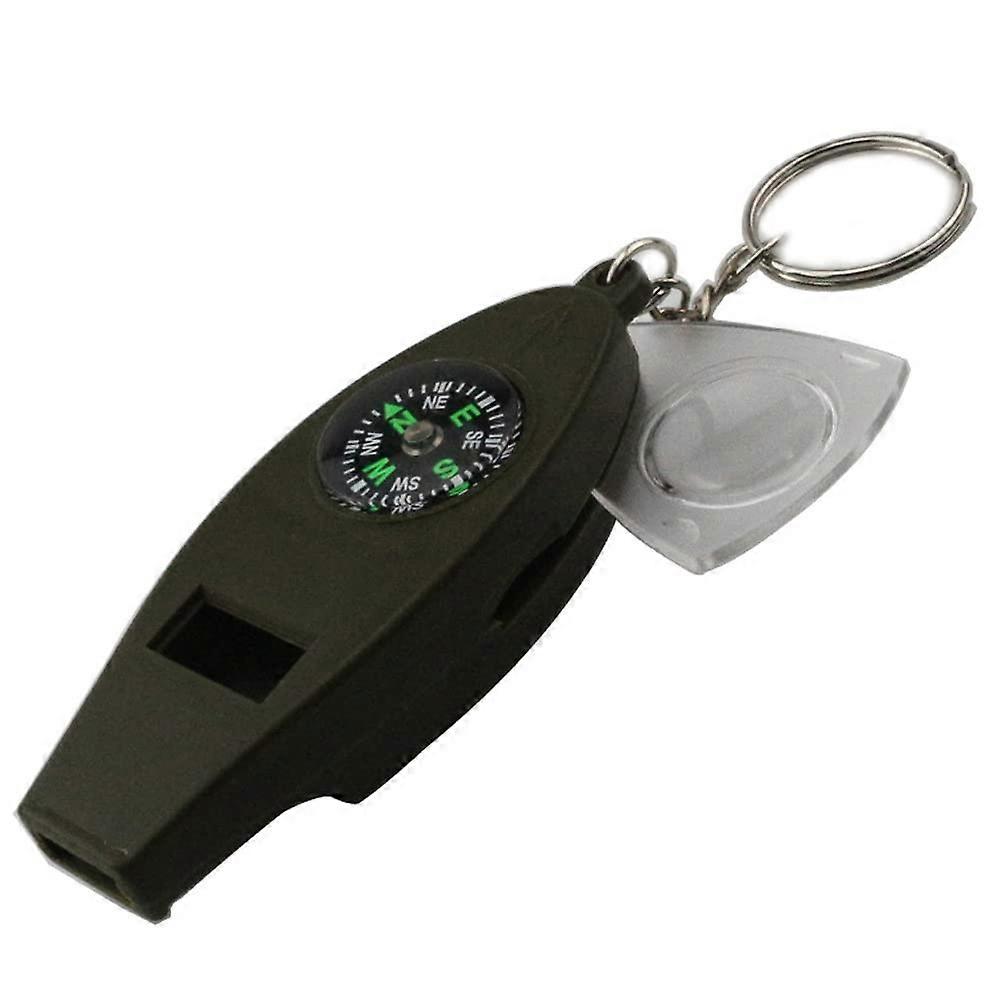 Multifunctional 4-in-1 Compass Thermometer Whistle Magnifying Glass for Hiking, Camping, Travel, Outdoor Adventures