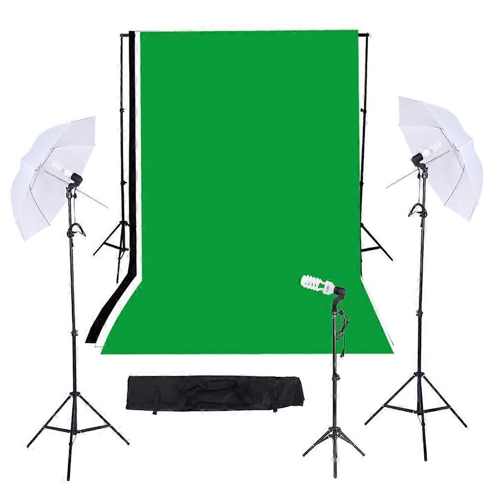 Photography Studio Triple Lighting Kit with Backdrops, Light Stands, and Umbrellas
