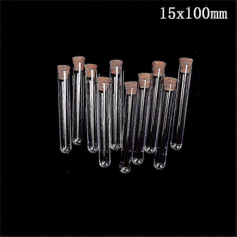 Set of 10 Plastic Test Tubes with Cork Stopper for Sample Storage and Collection �ܧ�ߧ�֧ۧߧ֧�