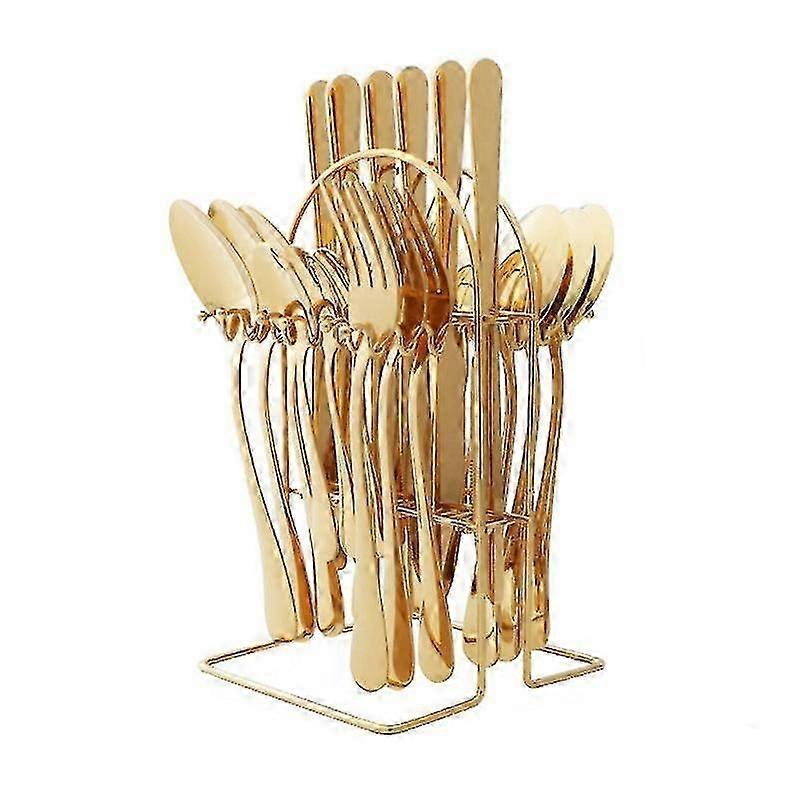 Paslanmaz Çelik Çatal Bıçak Takımı 24 Parçalı Çatal Bıçak Takımı Seti ile Depolama Çatal Bıçak Takımı Raf Hediye Kutusu Seti