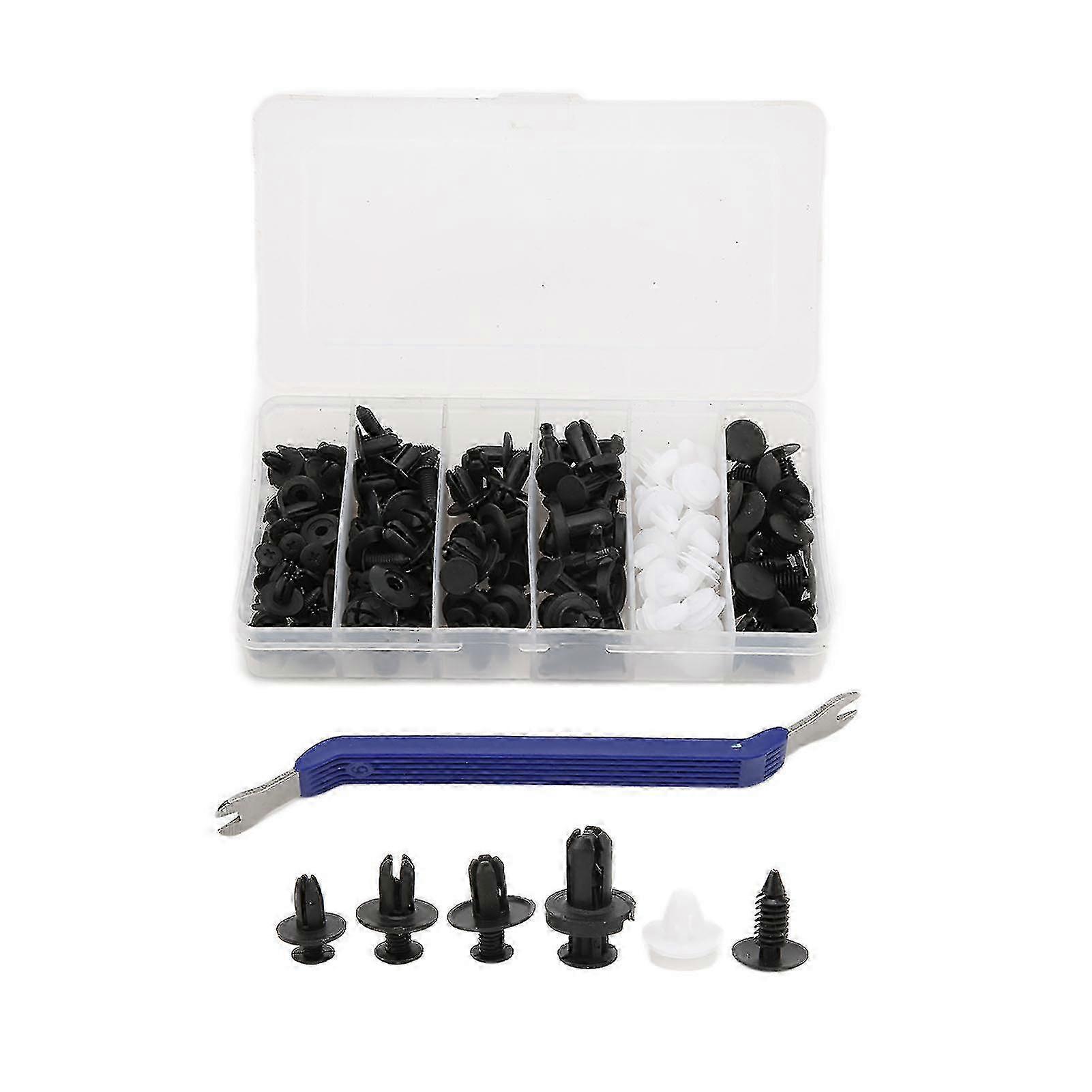 100pcs Rivets Fasteners Push Pin Clips Assortment with Screwdriver Universal for Vehicle Body Door Trim