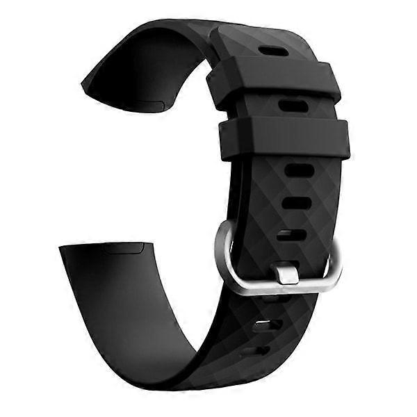 Fitbit Charge 3/4 bracelet silicone Black/Silver (L)
