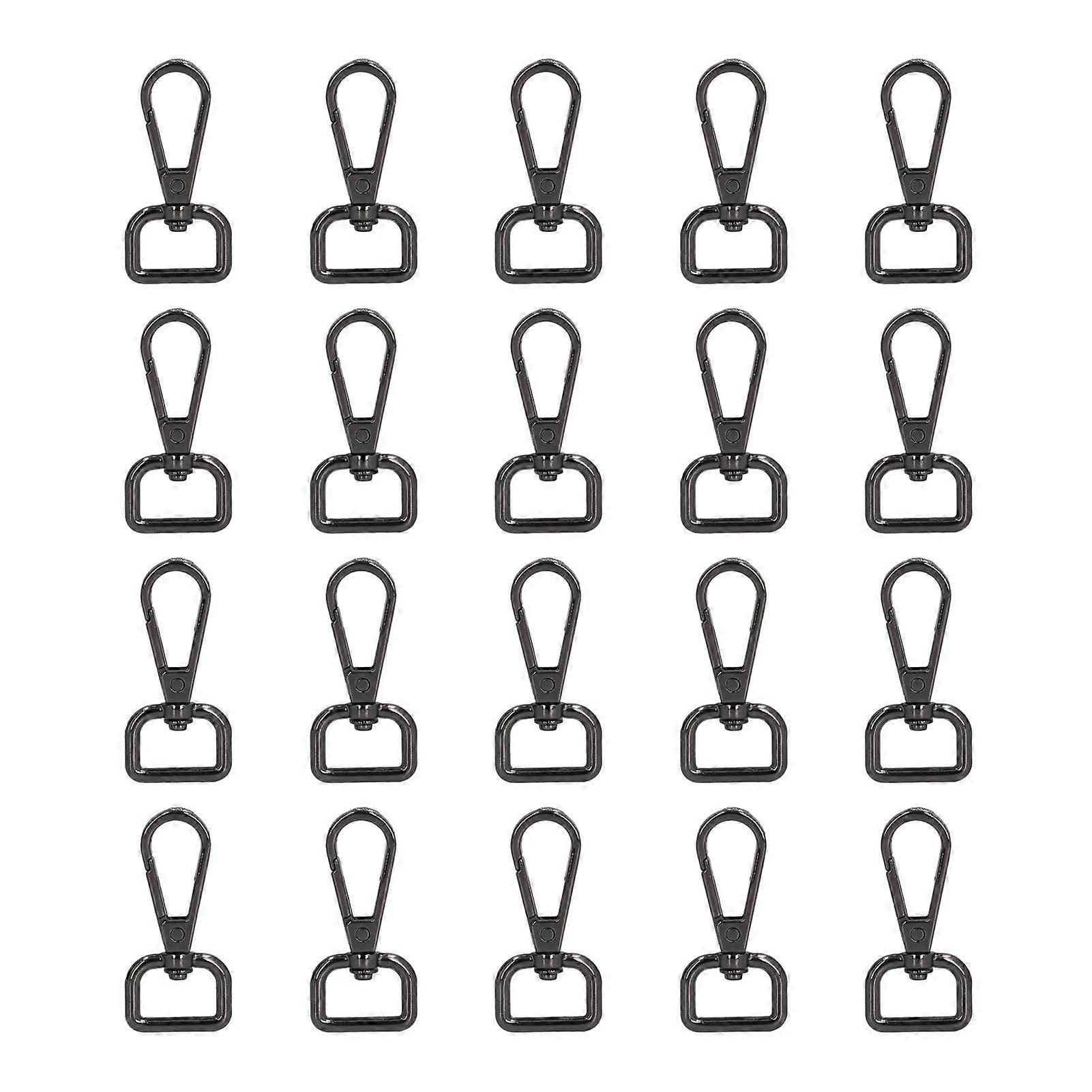 2025最新モデル20pcsロブスタークロークラスプ回転Dリングメタルブラック