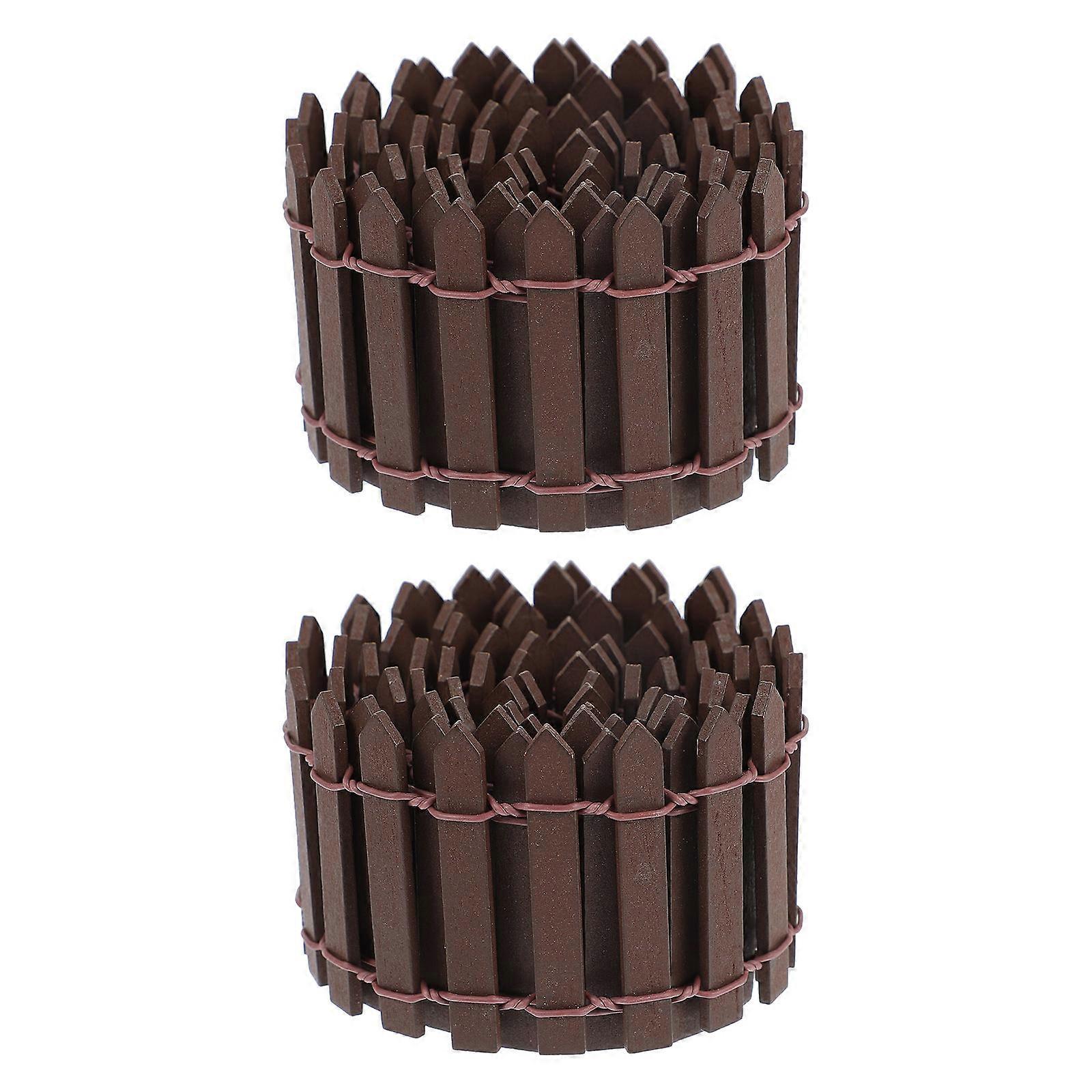 Miniature Dollhouses Fence for Decor Use Made of Synthetic Material in Coffee Color 2 Pcs