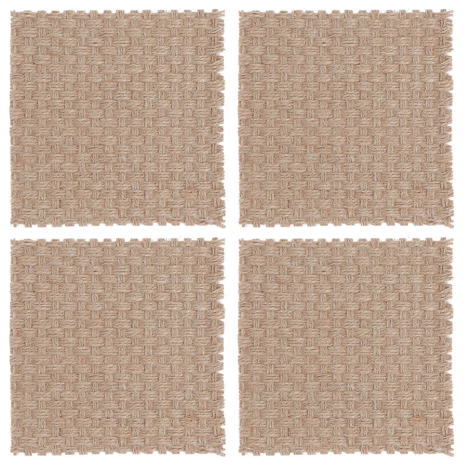 Retro Coaster Ornament Table Mats Beige Color Square Shape Protect Dining Table for Home 6Set