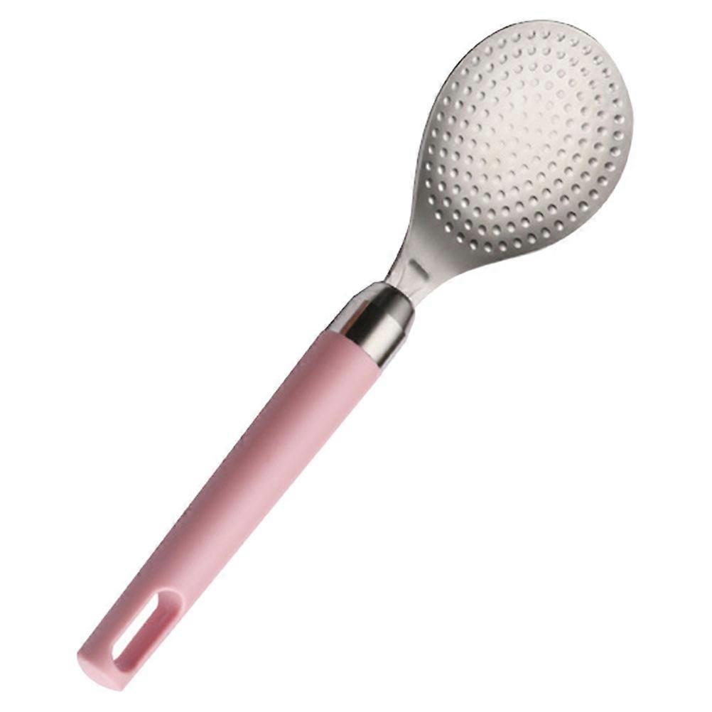 ملعقة أرز معدنية غير لاصقة من الفولاذ المقاوم للصدأ ملعقة تقديم طهاة منزلي للطبخ 24.5X6.8X1.5 سم وردي 1 مجموعة