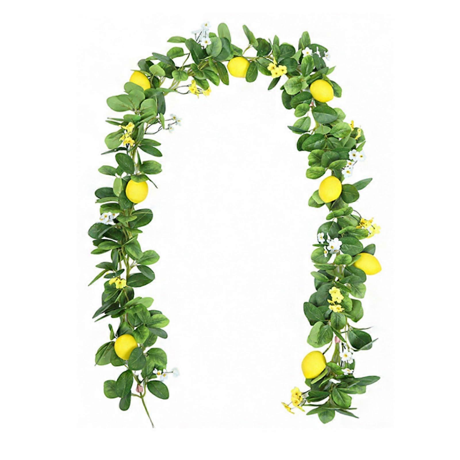 Artificial LemonRattan Garland with Lemon Blossoms and Green Leaves for Home Decoration